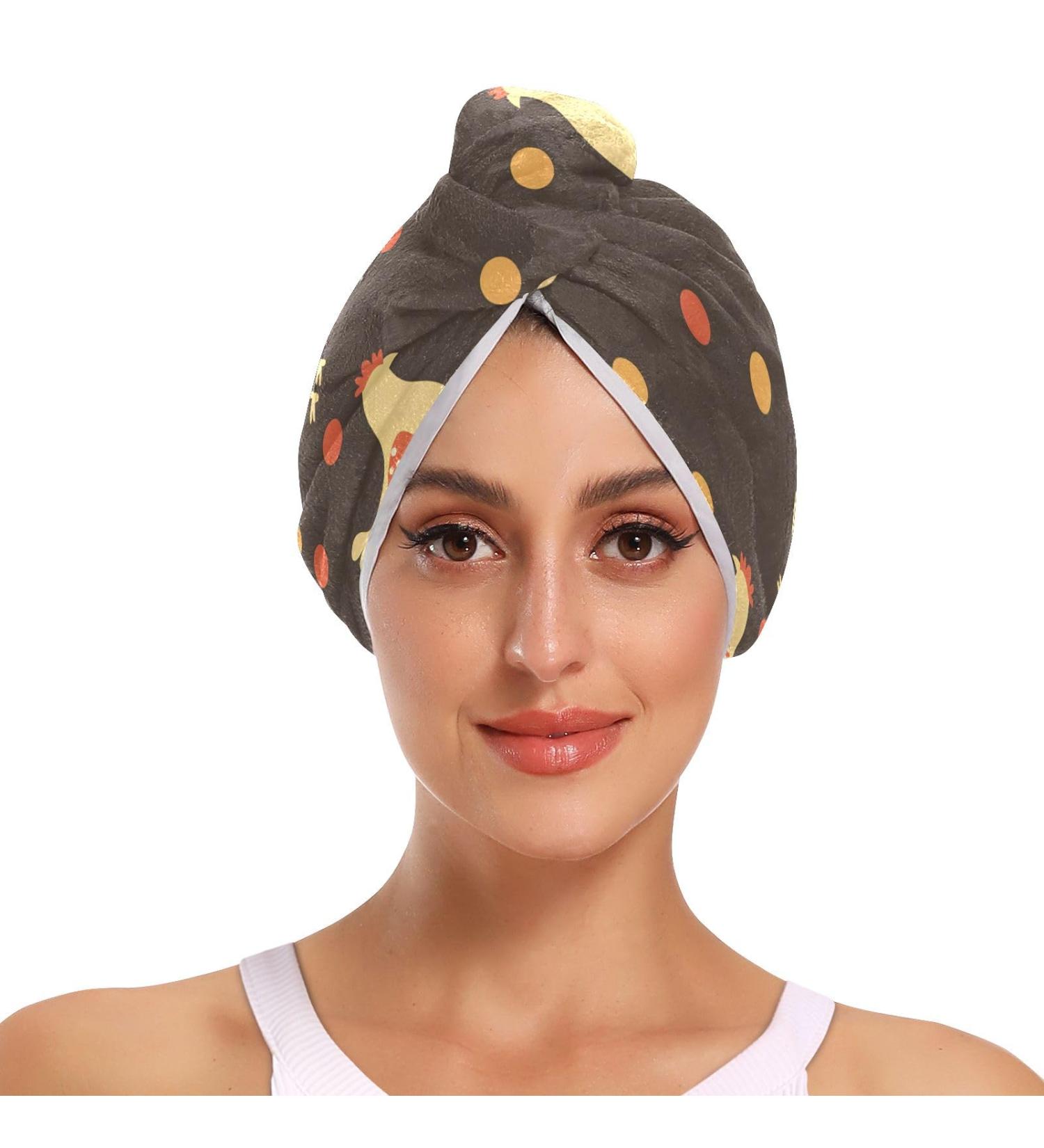 Super Absorbent Chicken Brown Hair Towel 2 Pack | Quick Dry Hair Turbans for Women & Girls - Buy Online on GoSupps.com