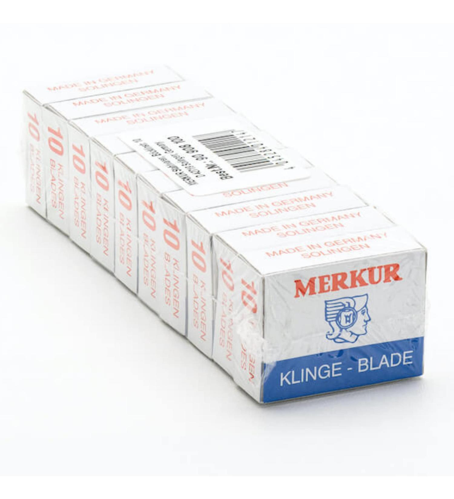 Merkur Contour Razor Blades - Silver 908 | 100 Trapezoidal Carbon Steel Blades for Wet Shaving | Made in Germany - Buy Online on GoSupps.com