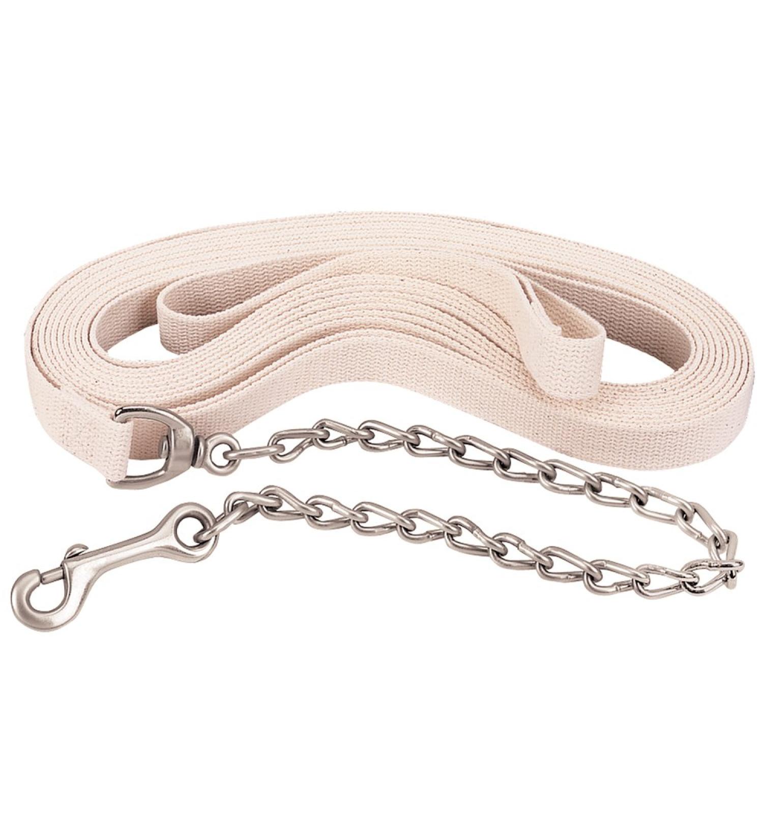 Weaver Leather Flat Cotton Lunge Line with Chain , White , 1-Inch x 27-Feet
