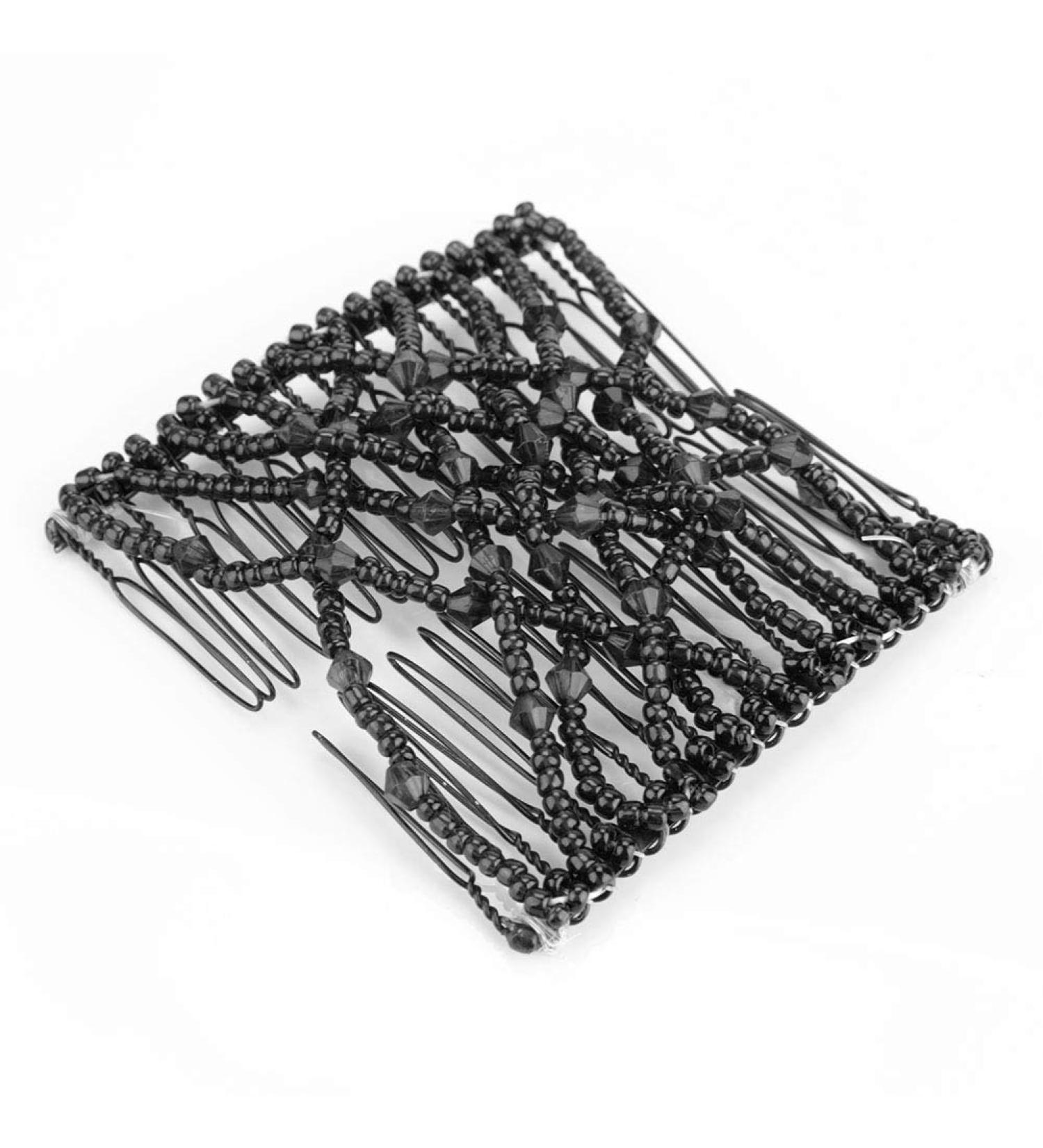 Magic Hair Comb Accessories for Women Girls Black Stretchable Beading Double Slide Combs (Black) - Buy Online on GoSupps.com