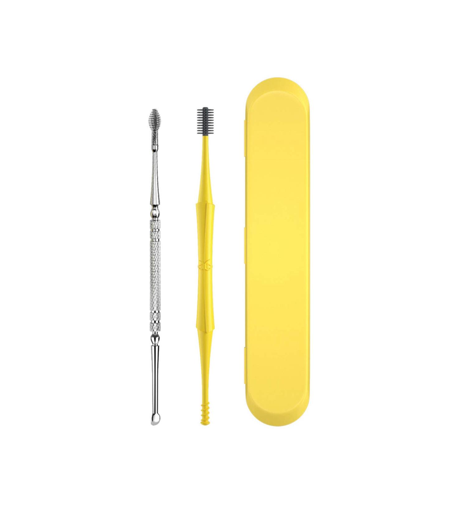 2Pcs/Set Dual-end Ear Pick Set Curette Ear Wax Remover Spiral Spring Earpick Stainless Steel Ear Cleaner - Buy Online on GoSupps.com