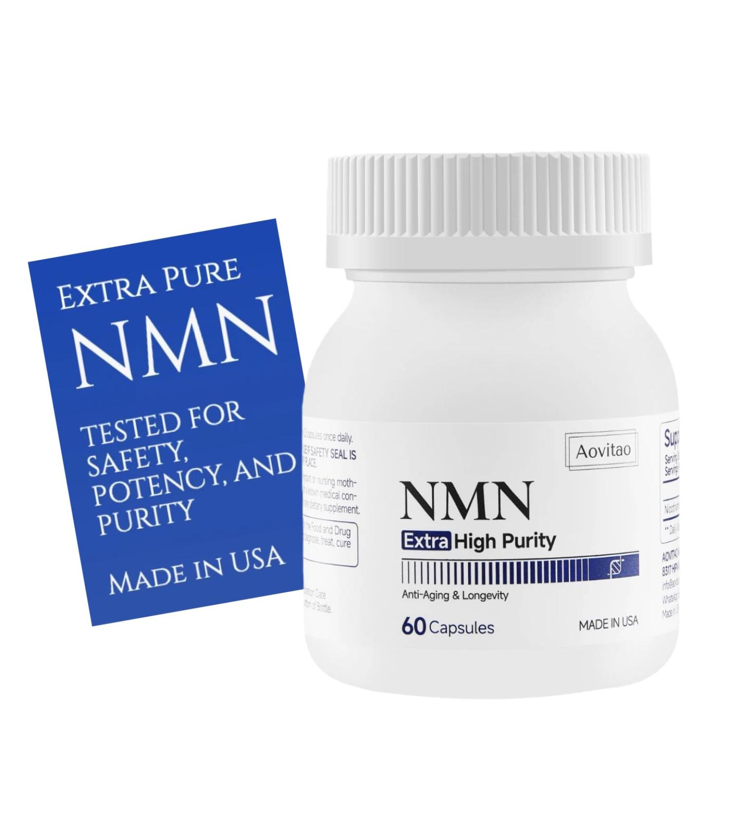 AOVITAO NMN Supplement 500mg Ultra Pure 99.8% | Stabilized Form | Supports NAD+ Production Cellular Health & Healthy Aging | 60 Capsules - Buy Online on GoSupps.com