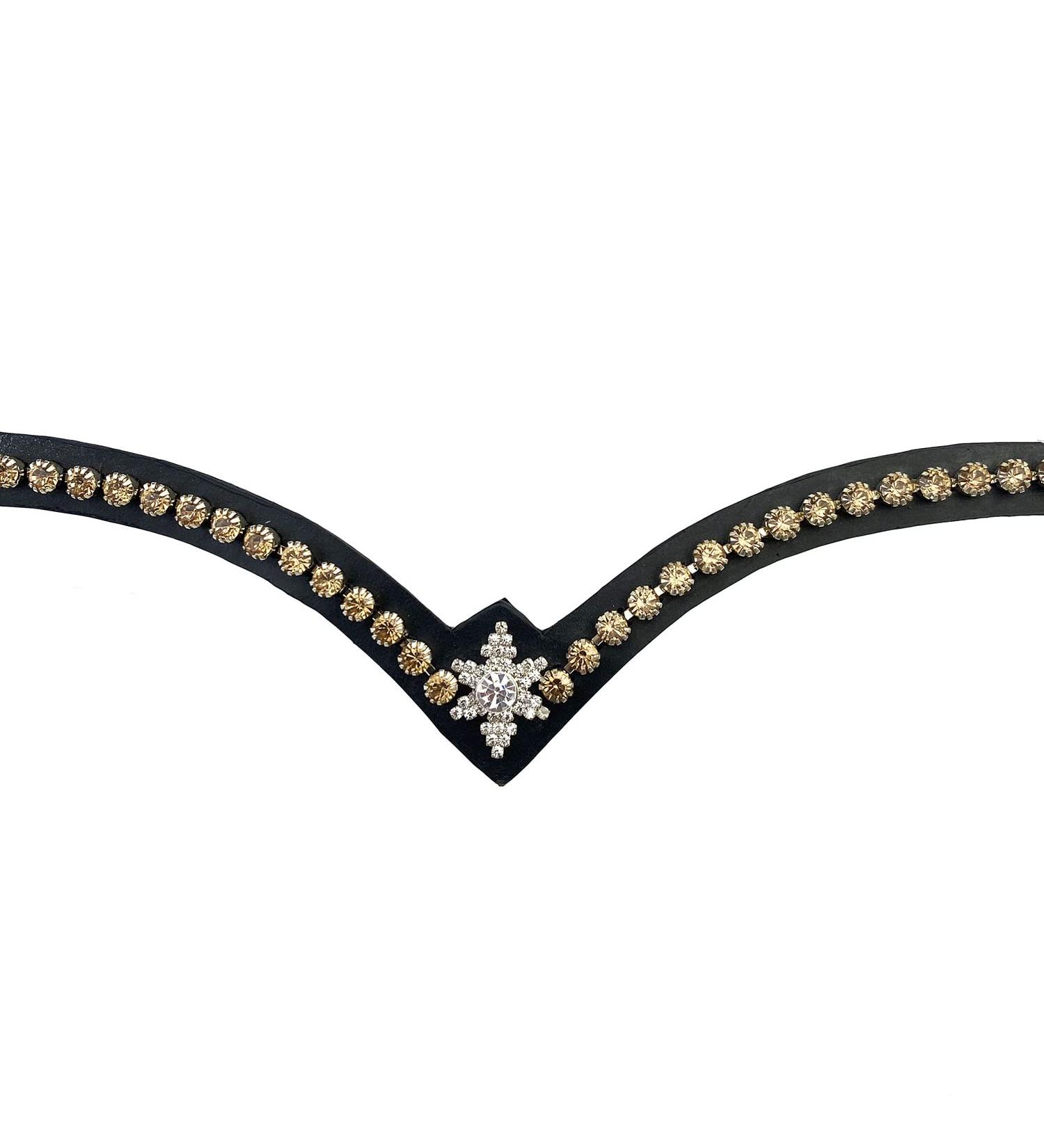 Leone Equipment Browband Horse Glitter Gift Box - Gold Stones on Black Leather for Ponies | International Shipping Available - Buy Online on GoSupps.com