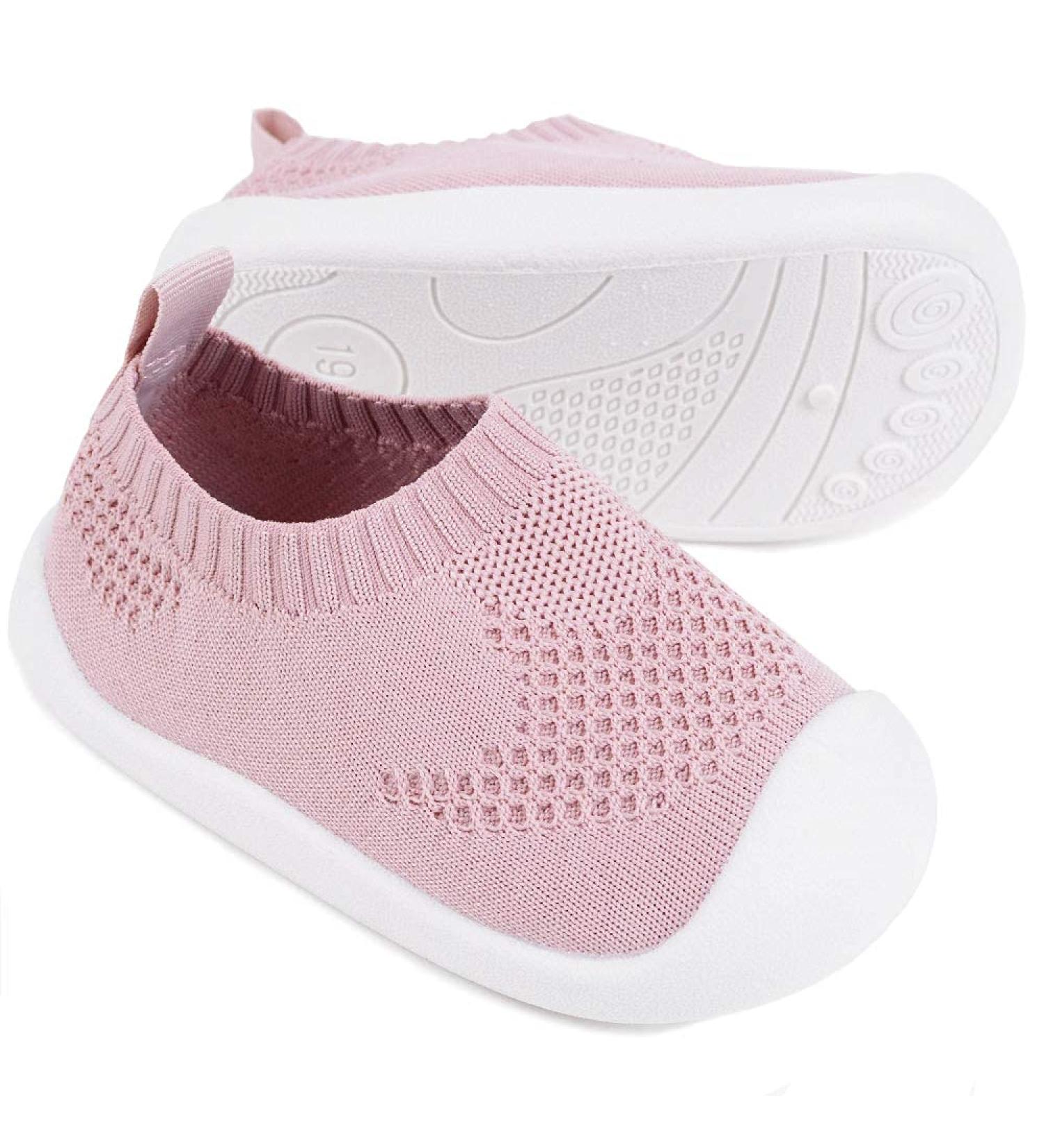 Babies Mesh Breathable Non-Slip Sneakers - Lightweight Toddler Shoes for Boys and Girls - Indoor Outdoor Trainers - 6 UK Child (Pink) - Buy Online on GoSupps.com