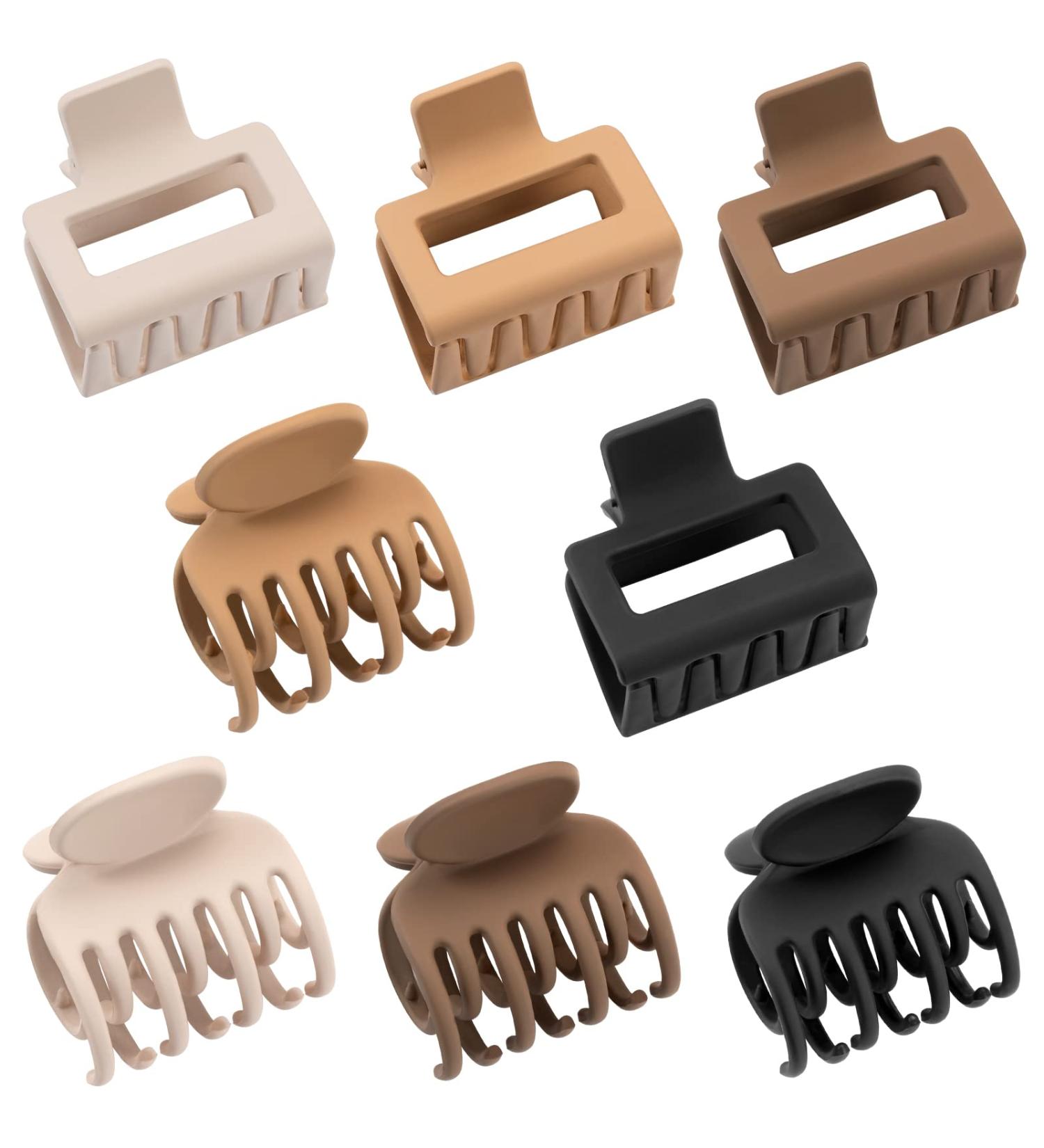 DEPOKA Medium Claw Hair Clips for Women - Matte Finish, Non-Slip Jaw Clips - Set of 4 (Beige, Khaki, Brown, Black) - Buy Online on GoSupps.com