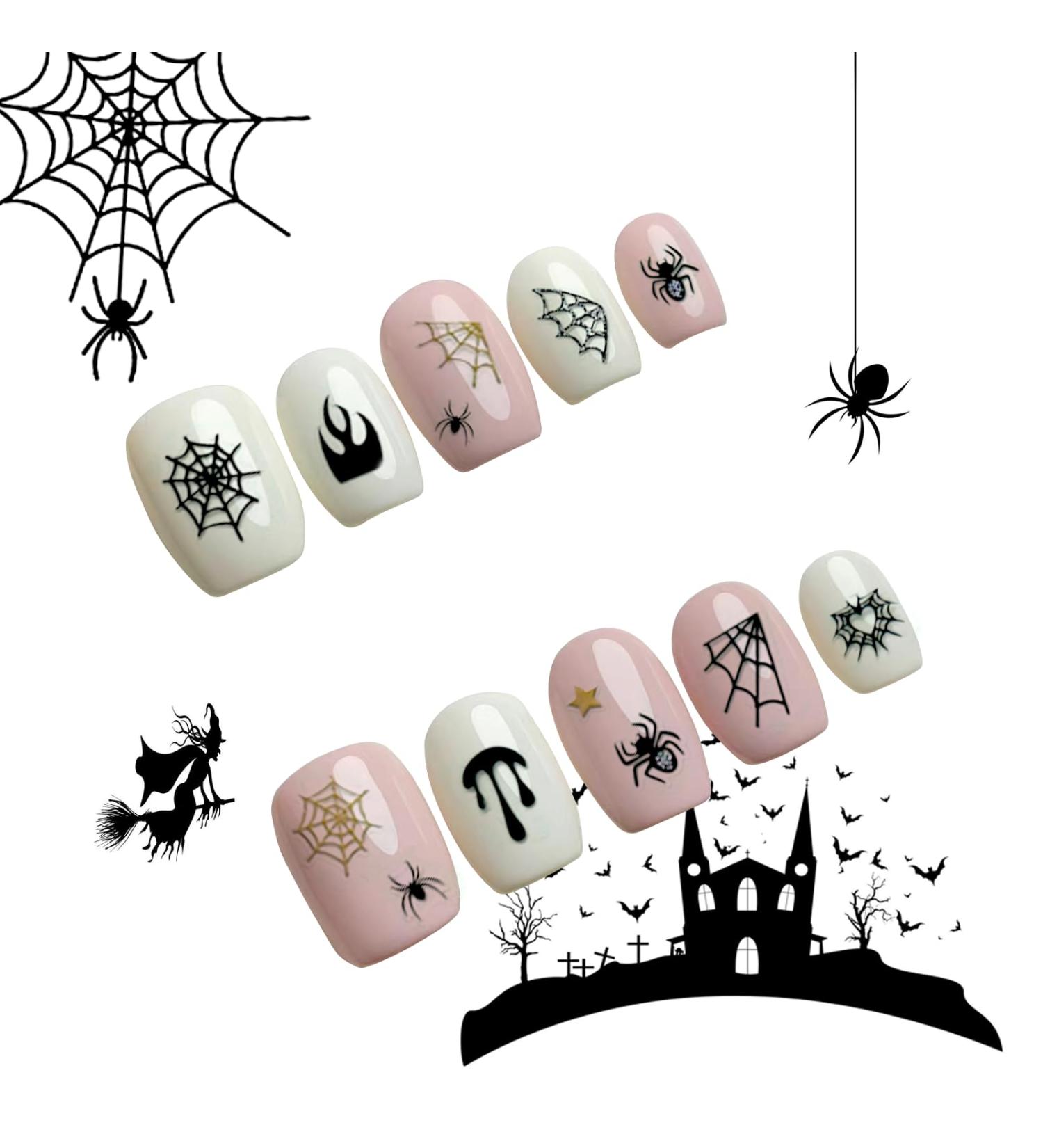 5 Sheets Halloween Nail Stickers Decals-Embossed Spider Web Blood Drop Nail Stickers White Glitter Self Adhesive Nail Decals-Halloween Fear Nail Supplies Nail Art Decoration 5pcs-halloween-nail-stickers - Buy Online on GoSupps.com
