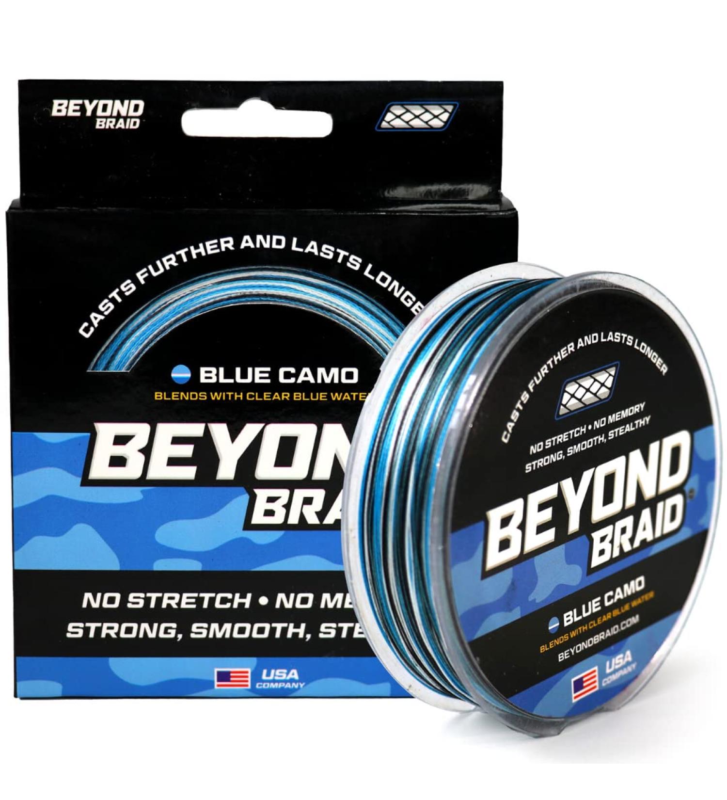 Beyond Braid Braided Fishing Line 20LB (300 Yards) - Abrasion Resistant, No Stretch, Super Strong - Blue Camo, Moss Camo, White, Green, Pink, Blue - 4 Strand 8 Strand - Buy Online on GoSupps.com