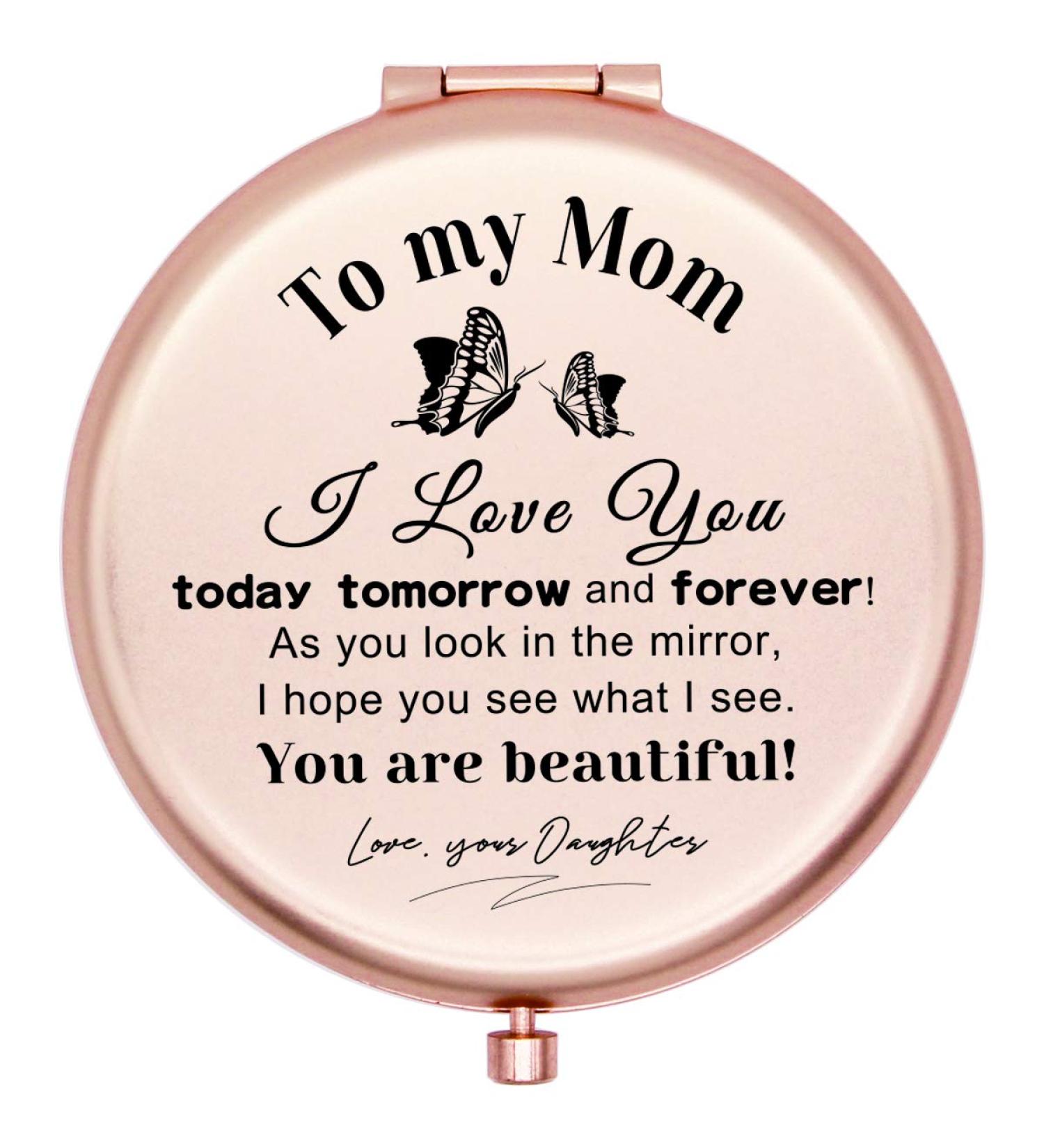 Muminglong Frosted Compact Makeup Mirror: Unique Birthday Gift for Mom from Daughter - Buy Online on GoSupps.com