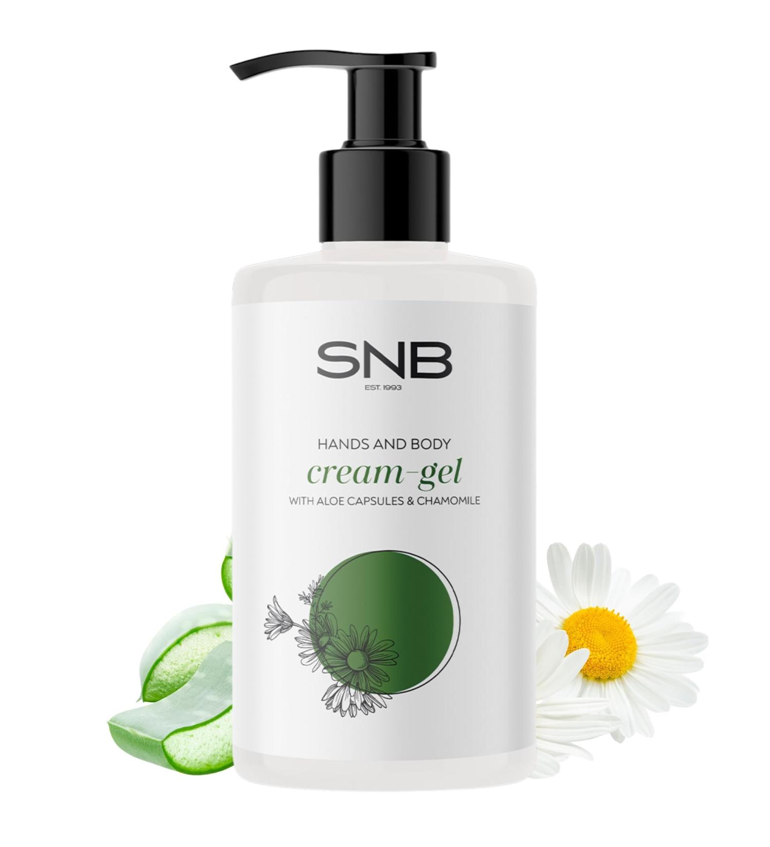SNB Professional Hand & Body Cream - Gel 250ml with Aloe Vera & Chamomile Capsules | Hand & Body Care | For Very Dry & Chapped Skin | With 94% Ingredients