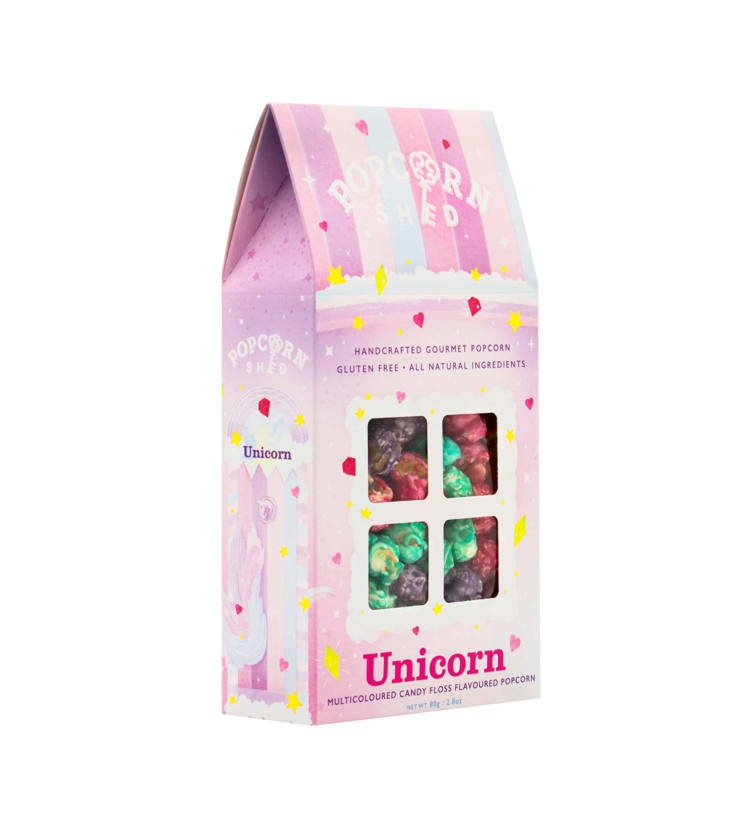 Popcorn Shed Unicorn Gourmet Popcorn Gift Box - Candy Floss & Caramel Flavors - 80g - Gluten Free Movie Night Snack - Buy Online on GoSupps.com
