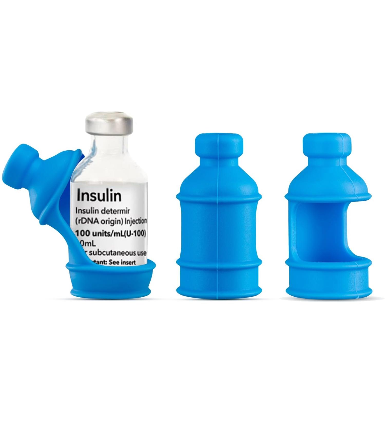 3 Pack Insulin Vial Protector Sleeve - Silicone Case for 10ml Short Vials | Durable & Safe - Perfect for Diabetics (Blue - Buy Online on GoSupps.com