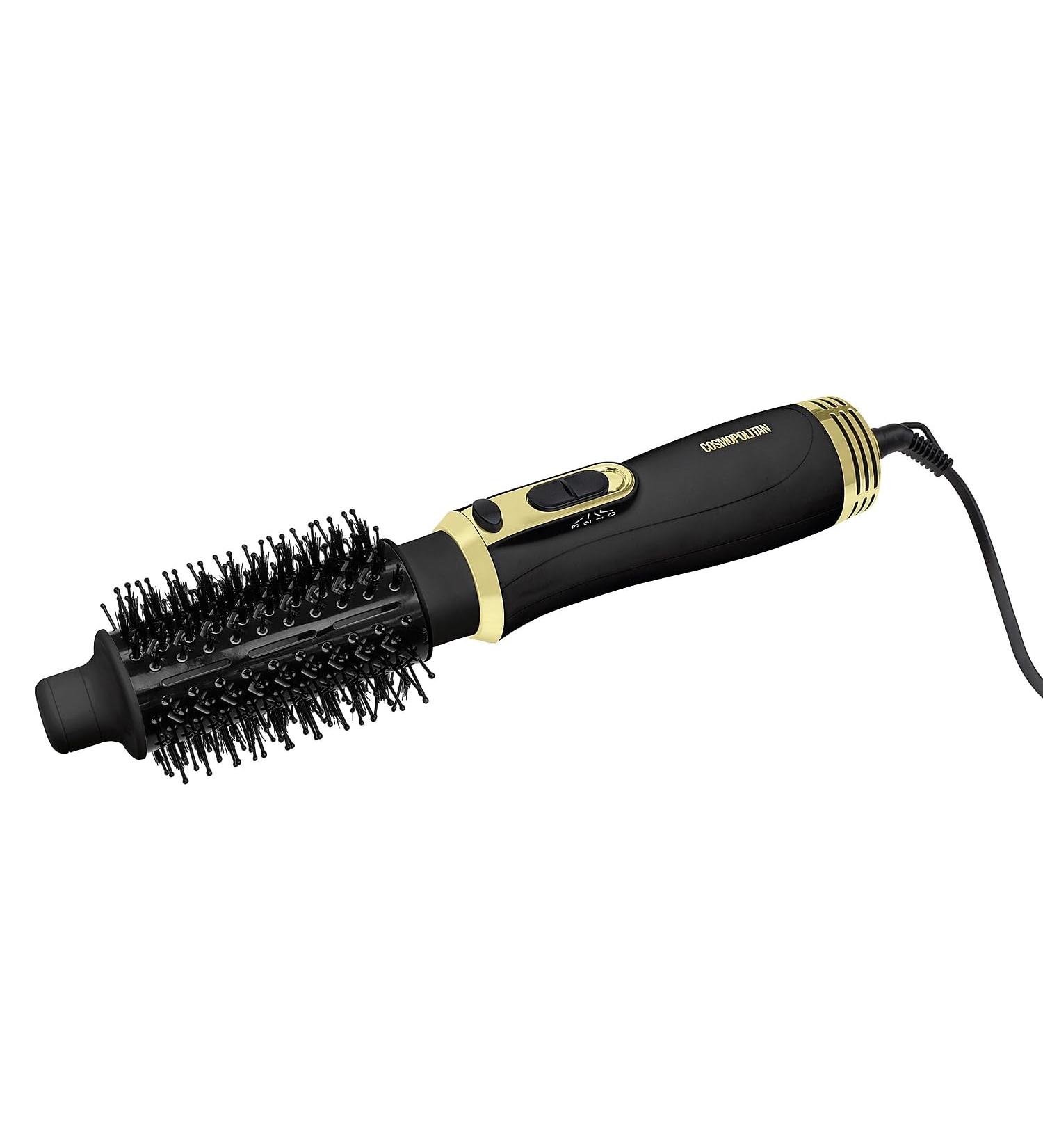 Cosmopolitan Hot Air Brush Styler - 700W Heated Round Brush for Curling Straightening & Volumizing | 3 Heat Settings | Black & Gold - Buy Online on GoSupps.com