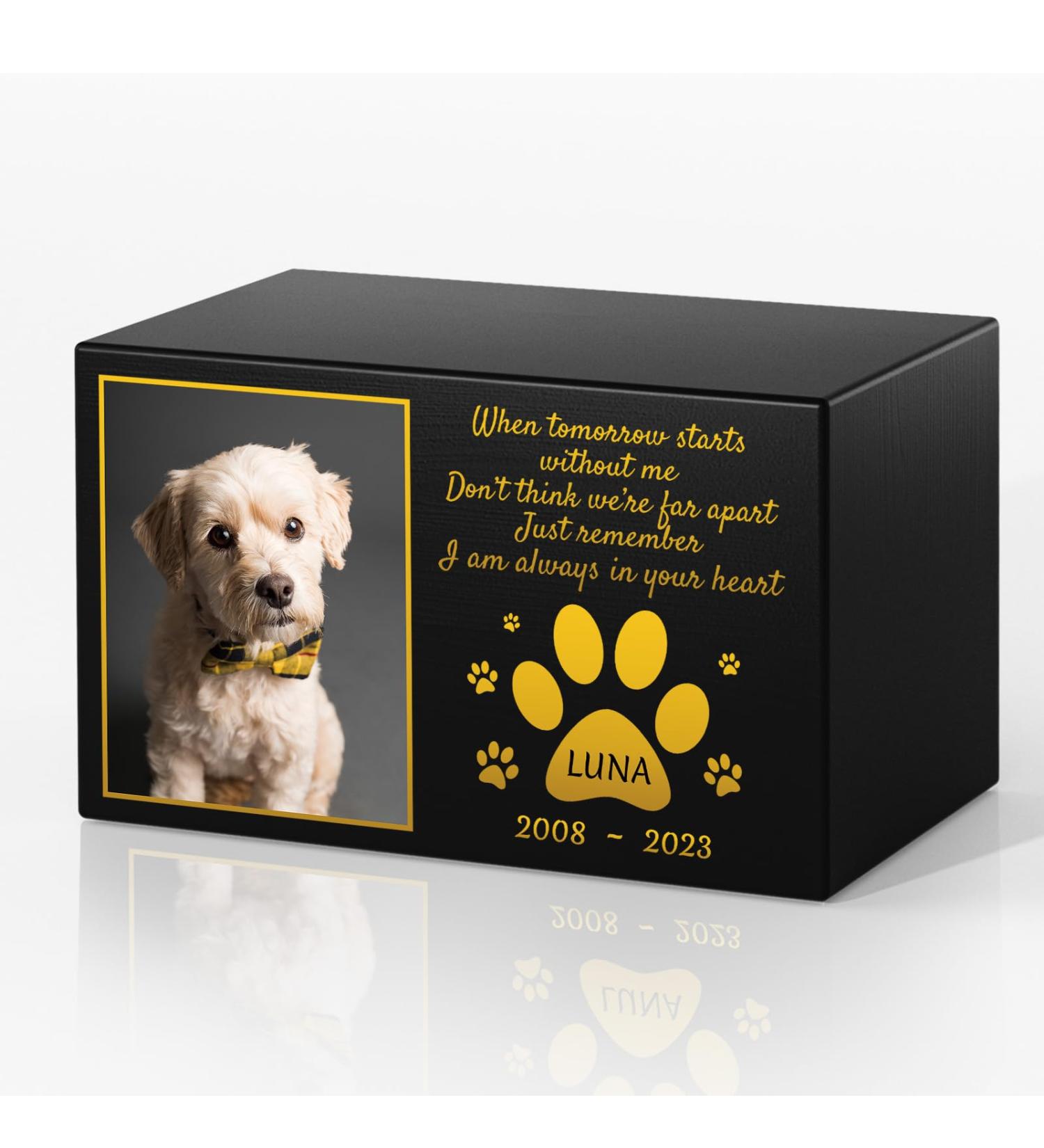 Bemaystar Personalized Pet Urns for Dogs Ashes - Custom Wooden Box with Photo for Pet Memorial Keepsake Photo Box Pet Cremation Urn Wood Keepsake Urn for Pet Cremation Sympathy Gift for Pet Lovers XSmall(0-10lbs) 1 Photo - Buy Online on GoSupps.com