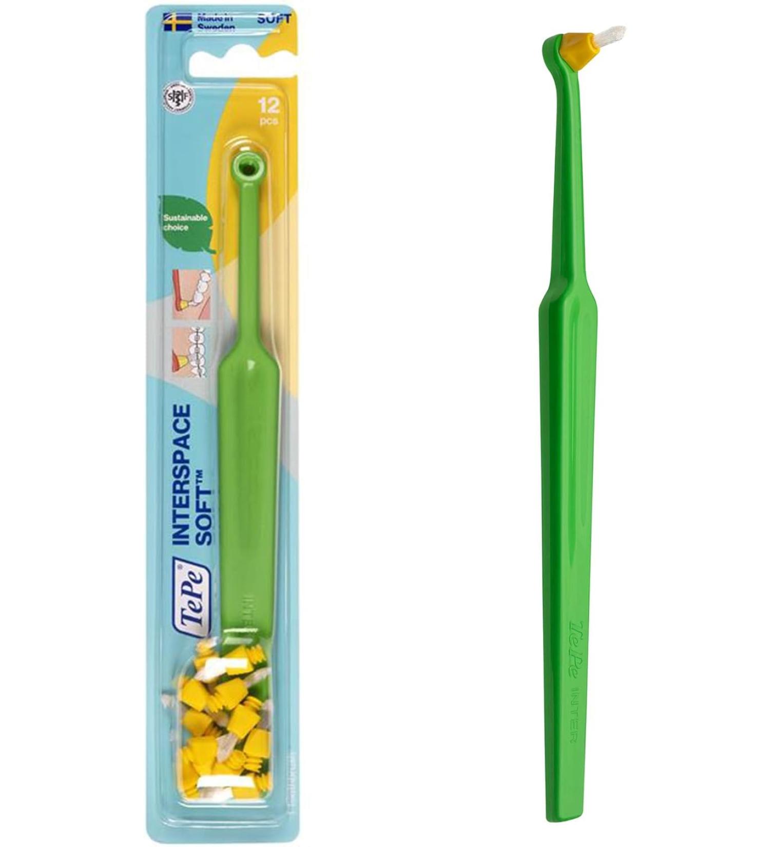 TEPE Interspace Soft Angled Toothbrush with Pointed Tuft - 1 Handle, 12 Detachable Brush Tips - Buy Online on GoSupps.com