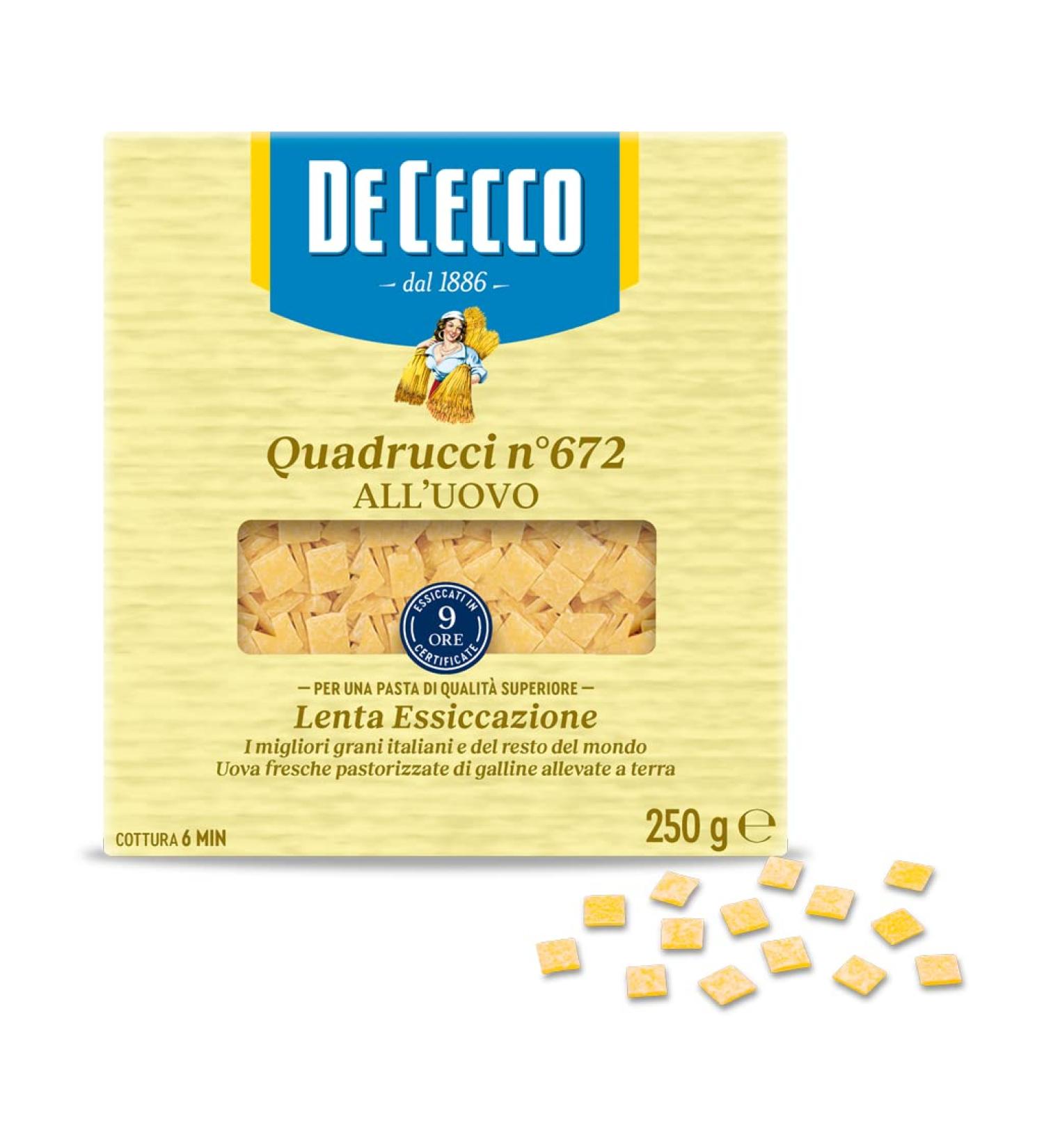  De Cecco De Cecco Quadrucci with egg n 672-250 g - Buy Online on GoSupps.com