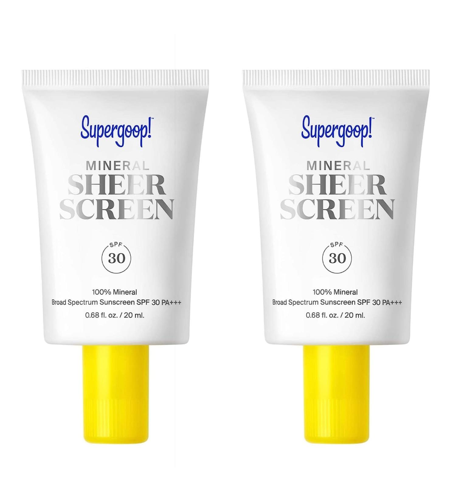 Supergoop! Mineral Sheerscreen SPF 30 PA+++ - Pack of 2 - 100% Mineral Broad Spectrum Sunscreen & Primer - Satin Finish for All Skin Types - International Shipping Available - Buy Online on GoSupps.com