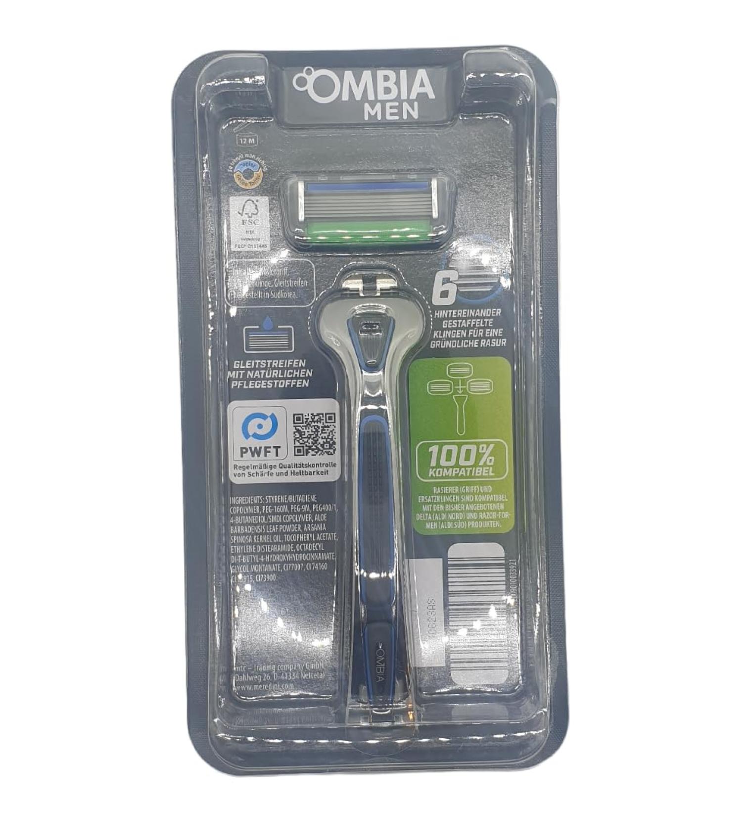 Ombia Men Men's Razor Delta 6 Trimmer 6 Blades system 1 Handle+1 Blades