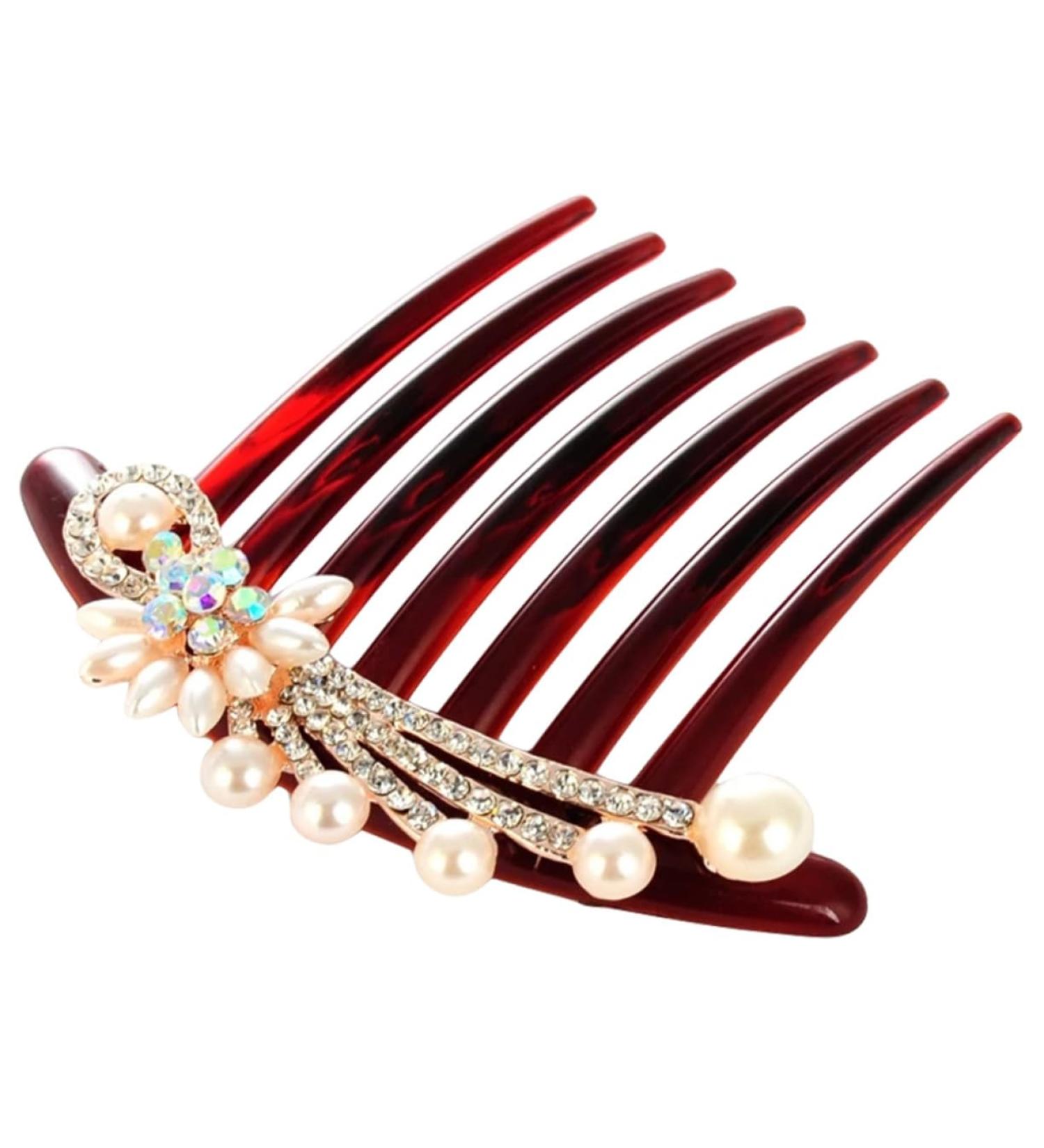 Beaupretty Seven- Hair Comb Bride Headpieces for Wedding Bride Hair Side Comb Bride Hair Accessories Wedding Hair Pearls Bridal Hair Comb Tiara Pearl Rhinestone Crystal Rhinestones - Buy Online on GoSupps.com