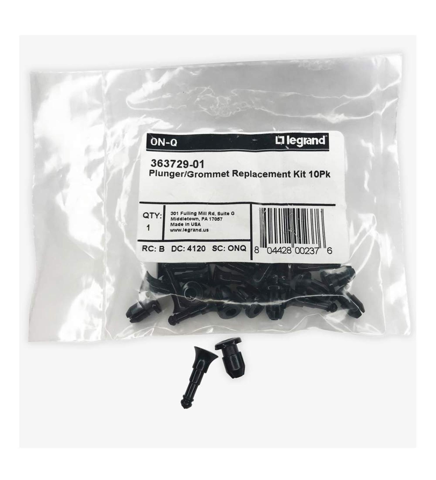 Legrand-On-Q Home Office & Theater, Grommet Plunger Kit, Pins & Rivets, Push-Lock Pins, Black, Pack of 10, 363729-01