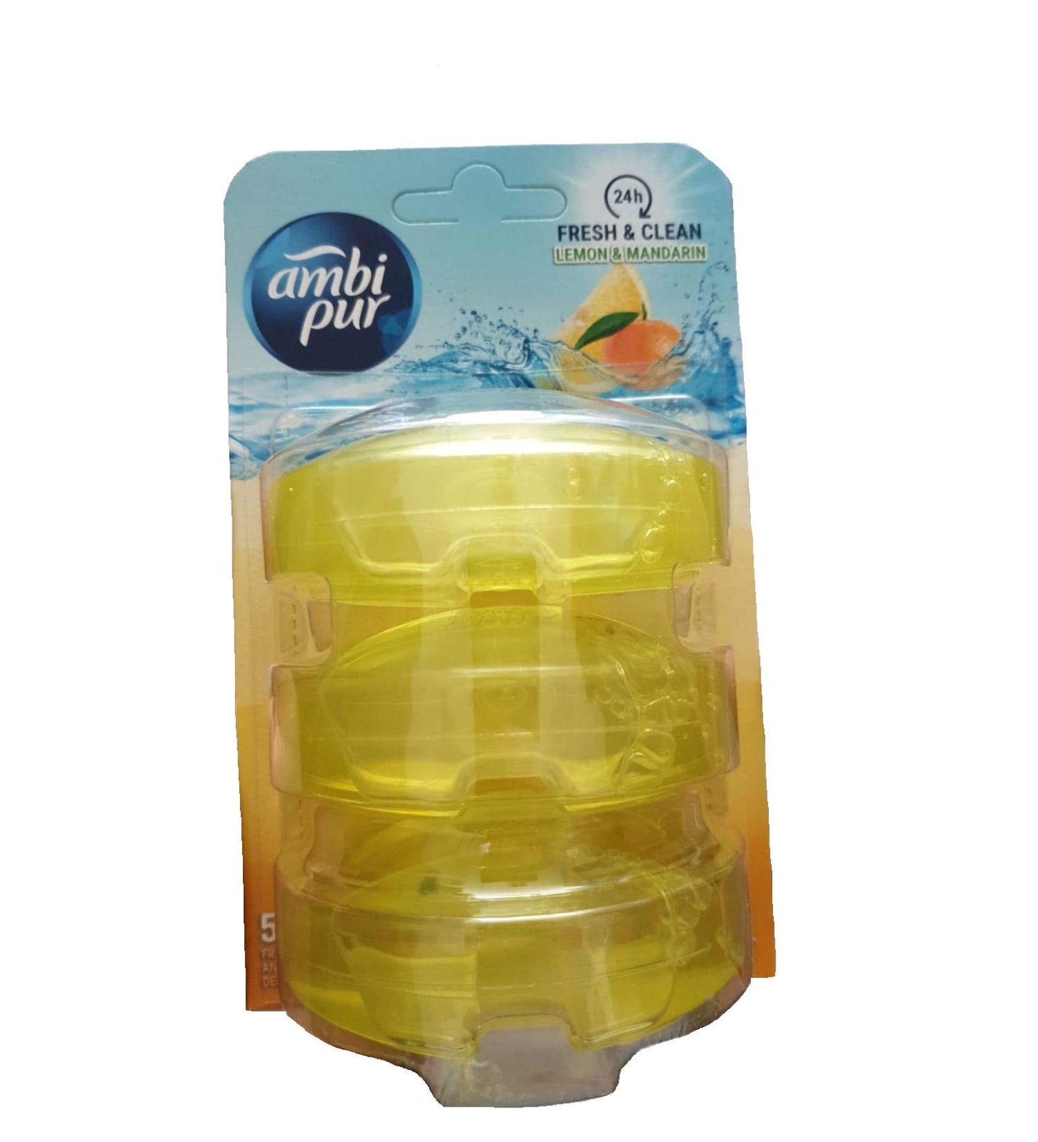 Ambi Pur 6 pieces 3 liquid toilet stones refill 3 x 55ml - Lemon & Mandarin
