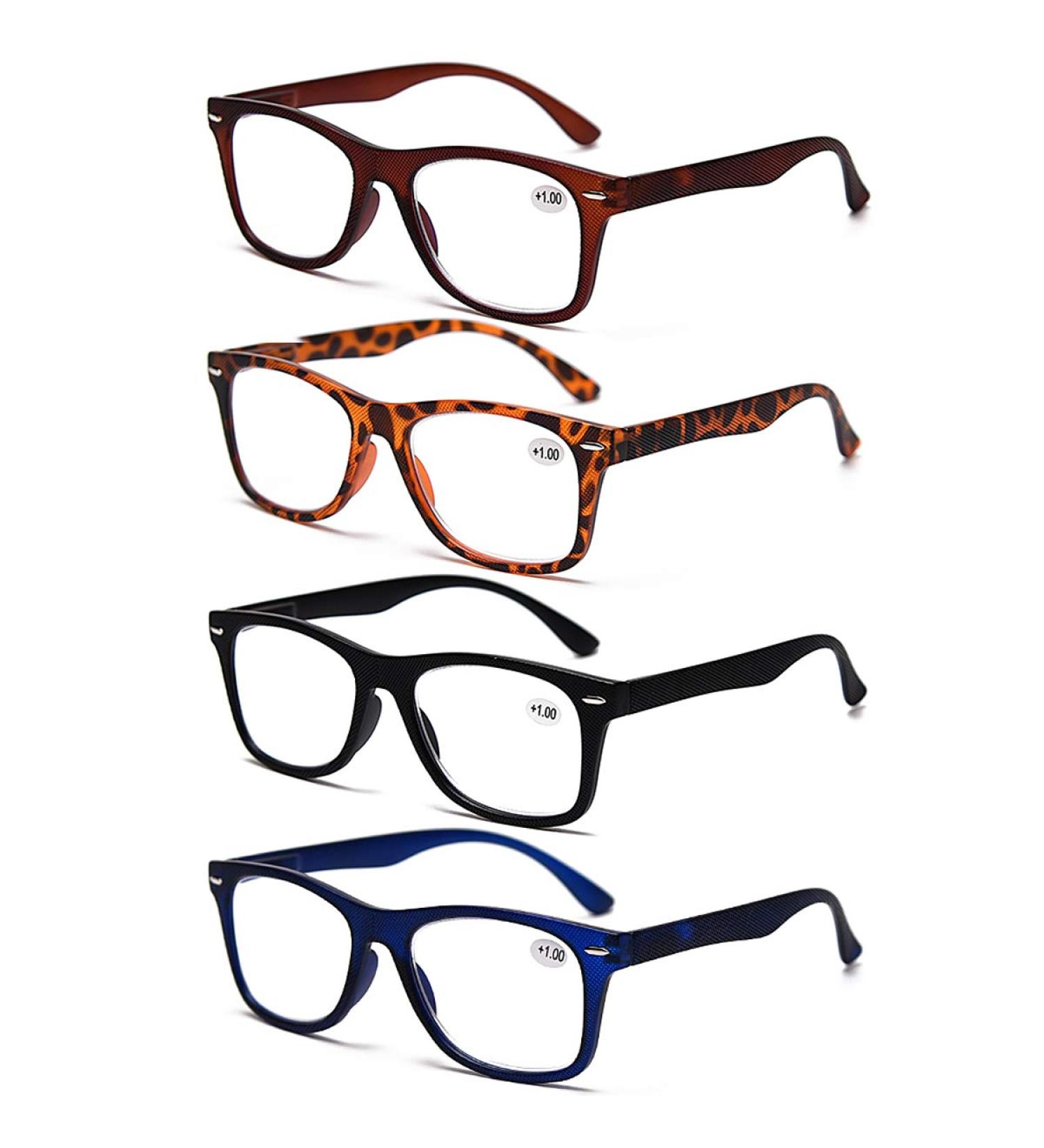Blue Light Blocking Computer Reading Glasses 1.5 4-Pack - Men Women Spring Hinges Readers - Comfortable Mix Color - Reduce Eye Strain - Buy Online on GoSupps.com