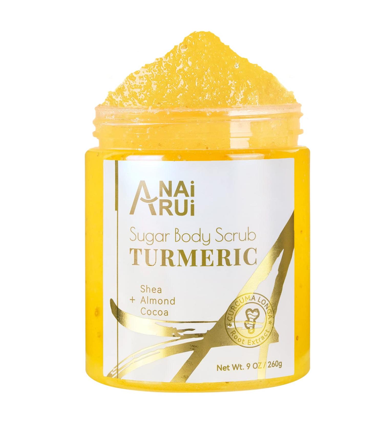 ANAiRUi Turmeric Body & Face Scrub | Real Sugar, Exfoliating, Moisturizing, Glow, Hyperpigmentation & Dark Spots | Sweet Orange Scent | 9 OZ - Buy Online on GoSupps.com