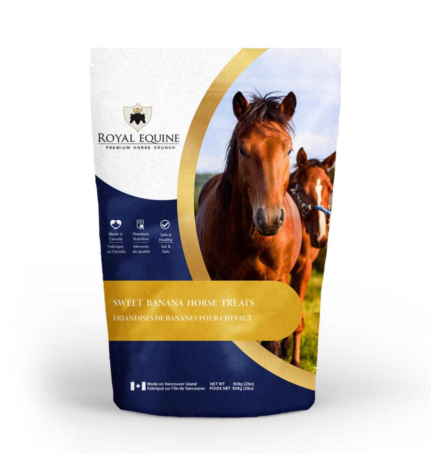 Royal Equine Premium Horse Crunch Healthy Horse Treats - Canadian-Sourced All-Natural Ingredients Crunchy Baked Cubes. GMO-Free No Preservatives Rye Barley Oats Base. (Sweet Banana) - Buy Online on GoSupps.com
