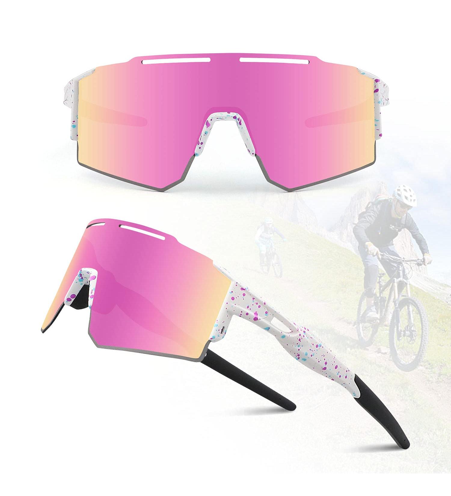 Ukoly Polarized Cycling Sunglasses for Men Women with 3 Interchangeable Lenses - Baseball Sports Sunglasses (Pink Lens) - Buy Online on GoSupps.com