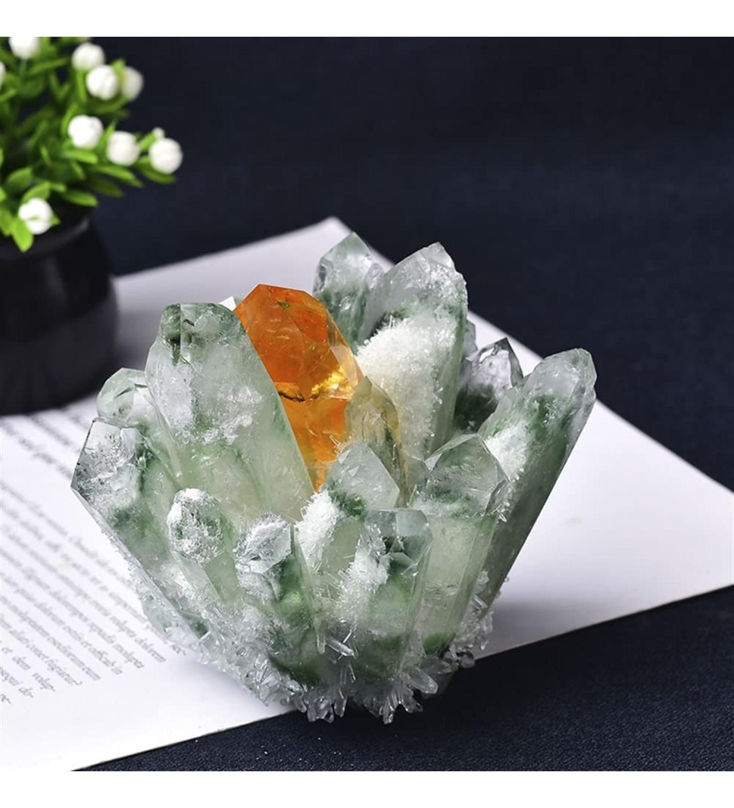 Natural Crystal Rough Specimen Natural Crystal Cluster Clear Quartz Crystal Rock Stones and Crystals ReikiSpecimen Home Decor GiftsStone (Color : Green Size : 400-500g) - Buy Online on GoSupps.com