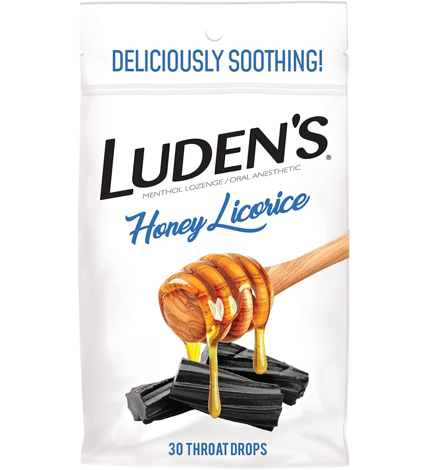 Luden's Honey Licorice Cough Throat Drops | Menthol Lozenge/Oral Anesthetic | 30-Count per pack | 2-Pack - Buy Online on GoSupps.com