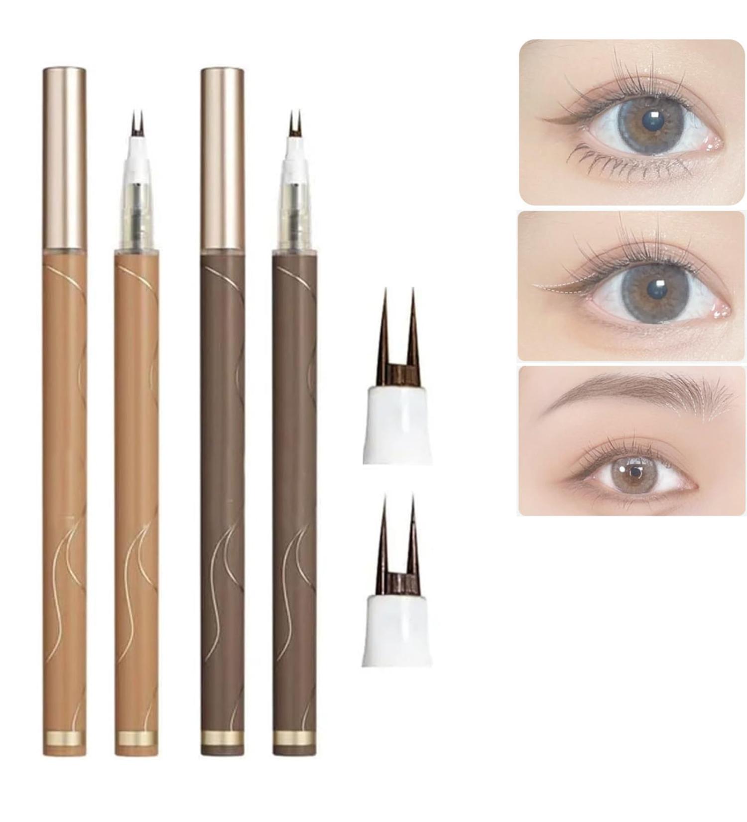 2024 Upgraded 3D Waterproof 2 Tip Eyelash Pen Eye Liner Liquid Eyeliner Double Tip Lower Eyelash Pencil Natural Makeup Fine Stroke Eyebrow Pencil with Micro Fork Tip for Girls Women (2Pcs-D) - Buy Online on GoSupps.com