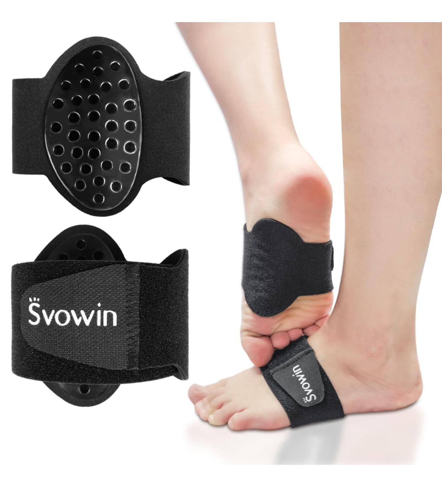 Arch Support Compression Sleeves for Flat Feet | Adjustable Velcro Plantar Fasciitis Braces | Unisex Orthotic Wrap for High Arch & Feet Pain Relief - Buy Online on GoSupps.com