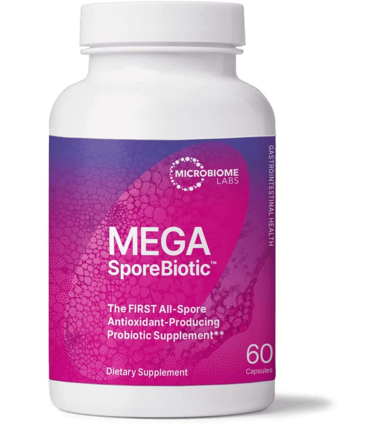 Microbiome Labs MegaSporeBiotic: 5 Bacillus Strains Daily Probiotic Supplement for Immune & Gut Health - 60 Capsules - Vegan-Friendly - Buy Online on GoSupps.com
