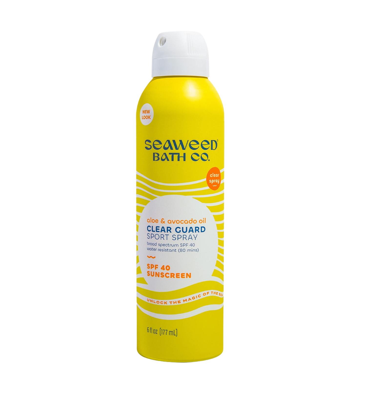 Seaweed Bath Co. Clear Guard SPF 40 Sport Sunscreen Spray 6oz | Broad Spectrum, Seaweed, Aloe, Avocado Oil - Buy Online on GoSupps.com
