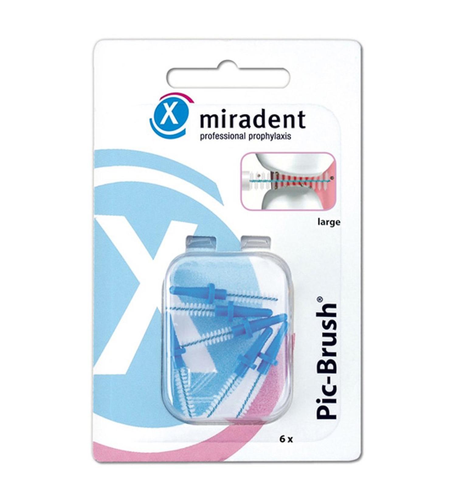 Miradent PIC-Brush Interentalbrush Large blue 3.0 mm with proven attachment function 6 pieces |For optimally thorough cleaning of the interdental spaces brackets braces bridges
