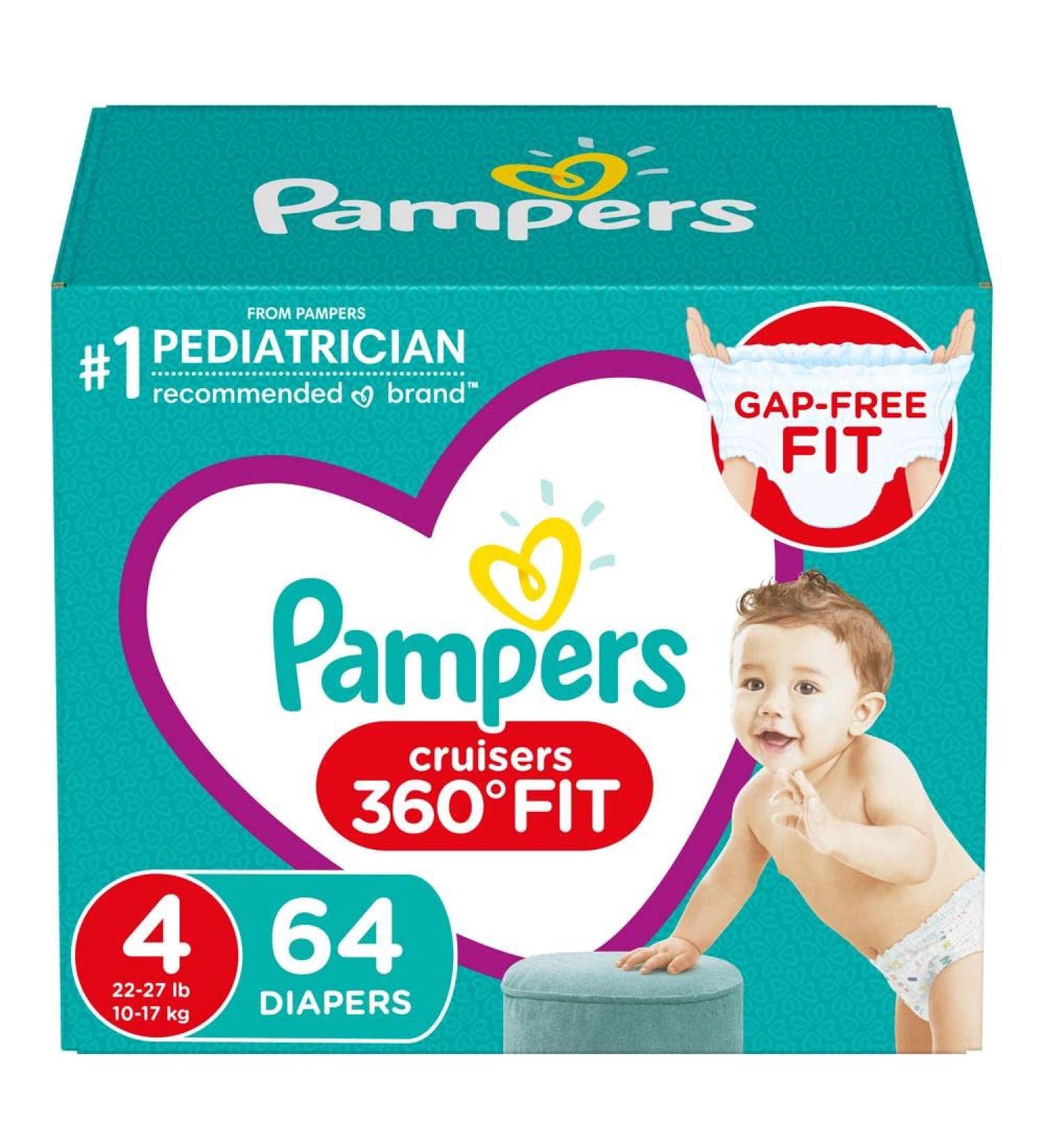 Pampers Cruisers 360 Diapers Size 4 - 64 Count | Leak Protection | Comfortable Fit - Buy Online on GoSupps.com