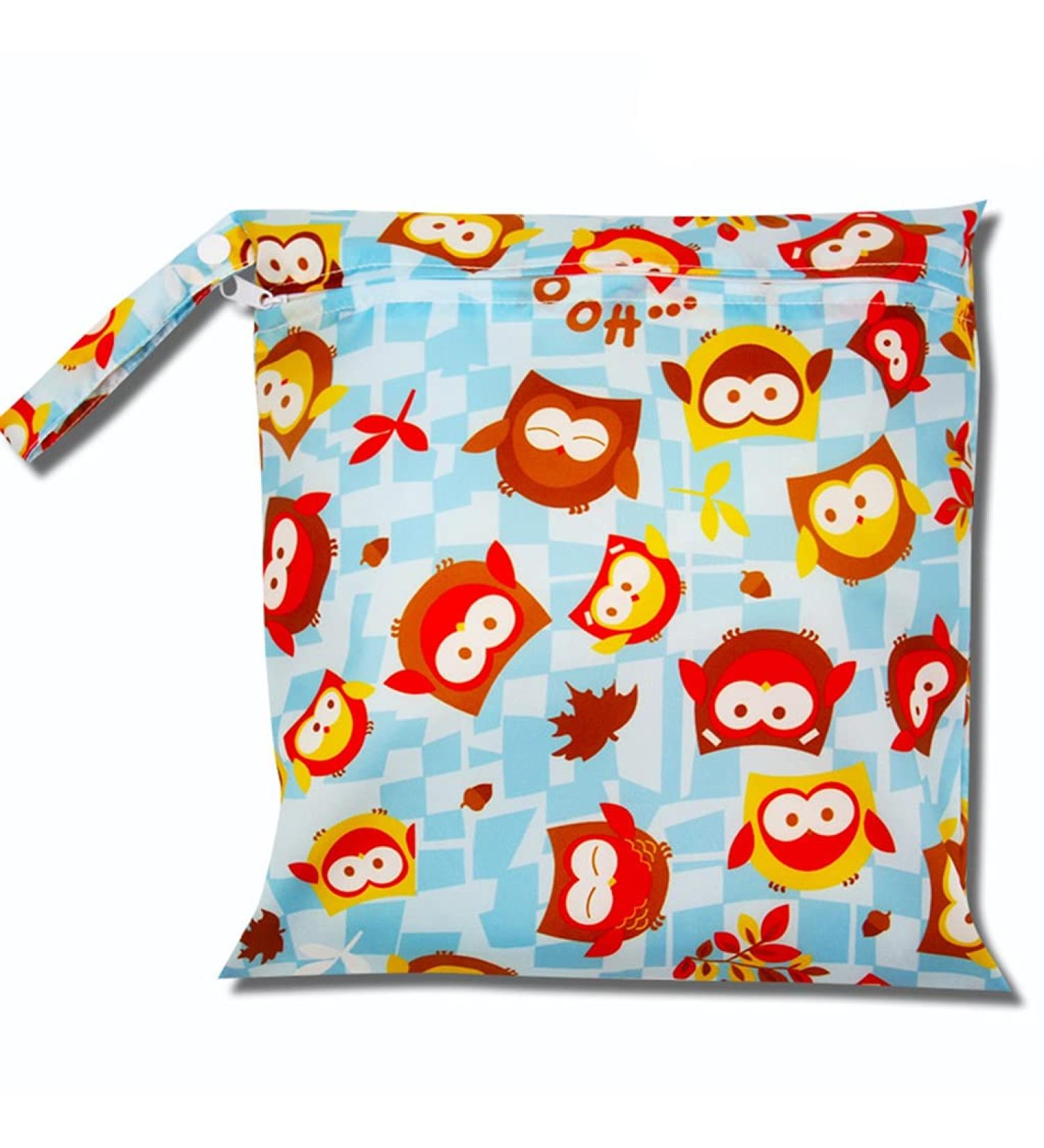 Egurs Wetbag Waterproof Reusable Diaper Bag - Owl Design (30x28cm) | Eco-Friendly Nappy Bag for Travel & Storage - Buy Online on GoSupps.com