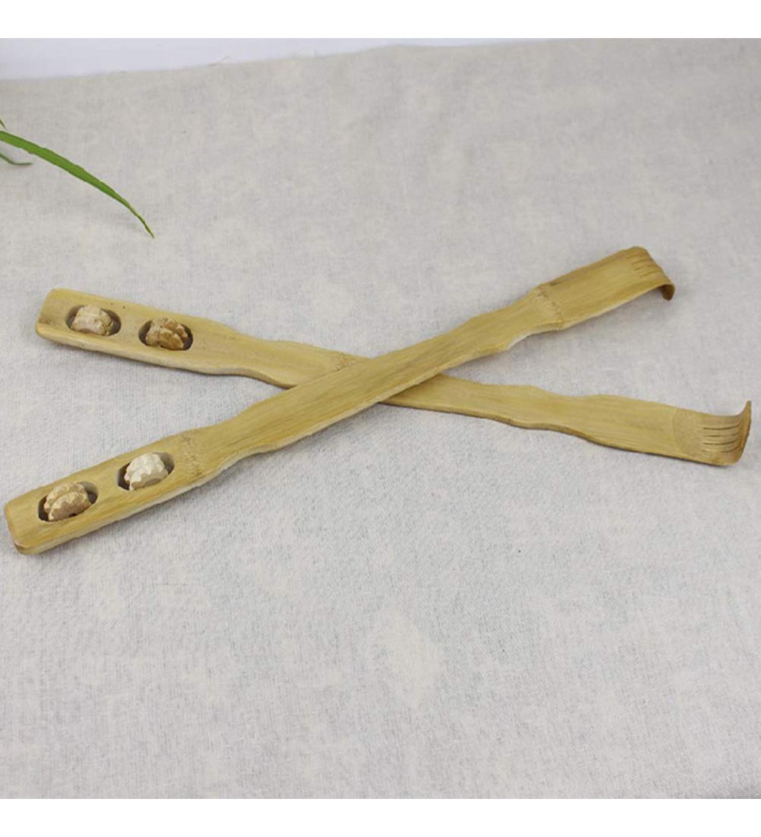 Wooden Telescopic Back Scratcher & Massager | Long Ergonomic Design with 2 Rollers for Men & Women - Perfect for Pain Relief - Buy Online on GoSupps.com