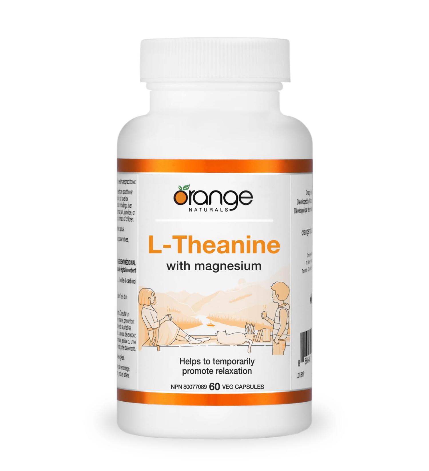 Orange Naturals L-Theanine & Magnesium Bisglycinate 250mg 60 Vegan Capsules - Enhanced Sleep & Relaxation Support Promotes Mental Calmness Optimal for Women & Men - Non-GMO Supplement - Buy Online on GoSupps.com