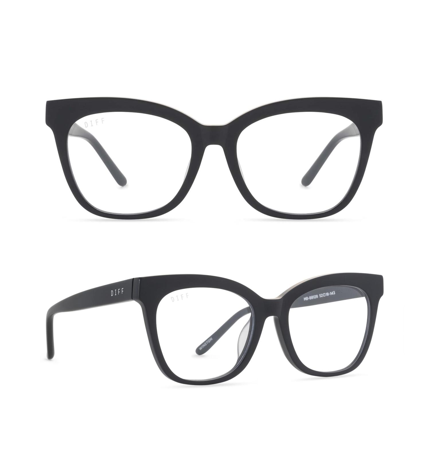 Buy DIFF Winston Designer Square Blue Light Blocking Glasses - Matte Black for Men & Women | Stylish & Protective eCommerce - Buy Online on GoSupps.com