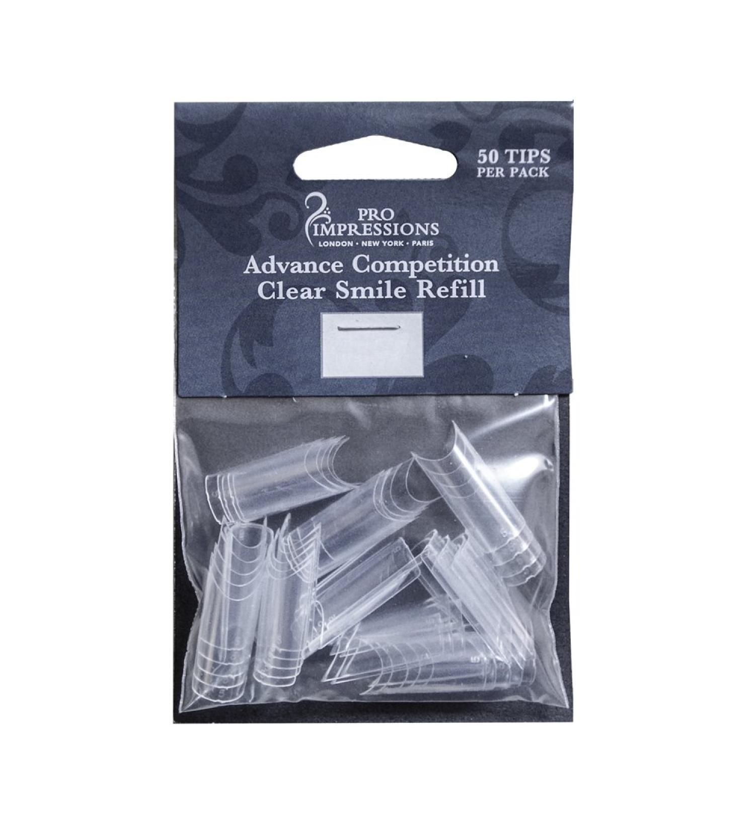 Pro Impressions Advance Competition Clear Smile 50 Nail Tips Size 9