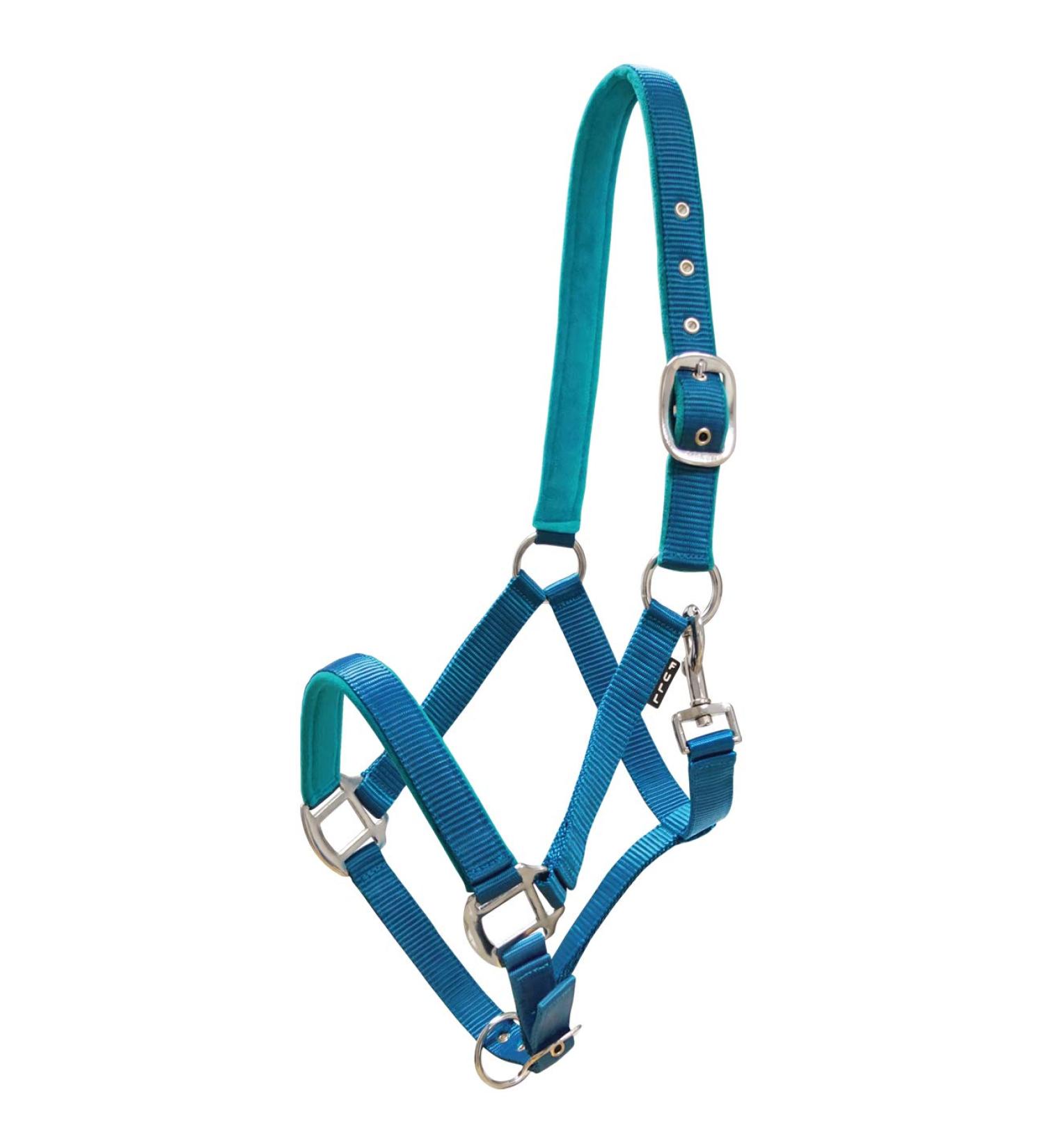 York Horse Halter Milo Nylon Halter soft padding stable halter pasture halter noseband (pony blue) pony blue