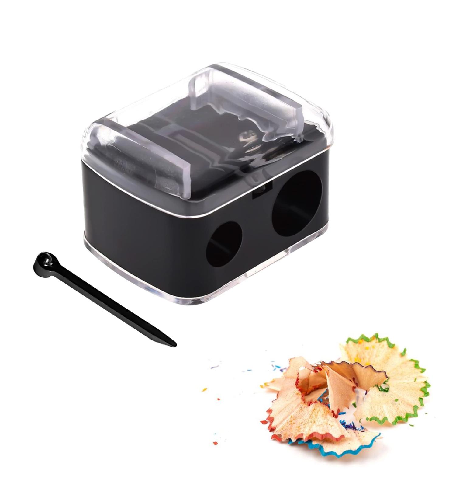 Dual Cosmetic Pencil Sharpener for Makeup Liner with Stainless Steel Blades - Includes Protective Cover and Waste Catcher - Perfect for Eyeliner, Lipliner, Eyebrow, and Lip Pencils - Buy Online on GoSupps.com