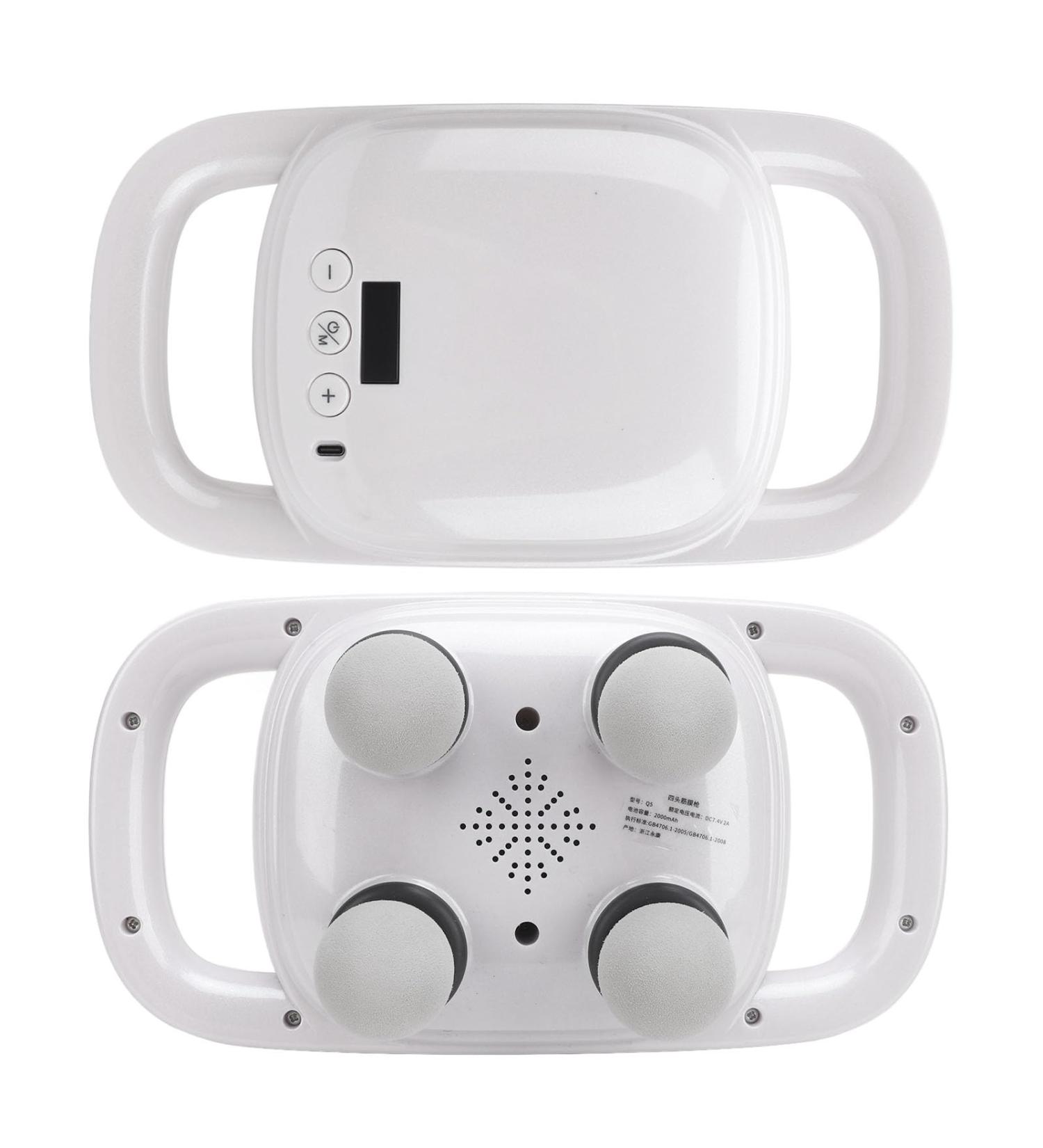 4-Head Deep Tissue Massage Gun | Handheld Electric Muscle Massager for Pain Relief | 5 Gears 2 Modes Wireless Quiet - White - Buy Online on GoSupps.com