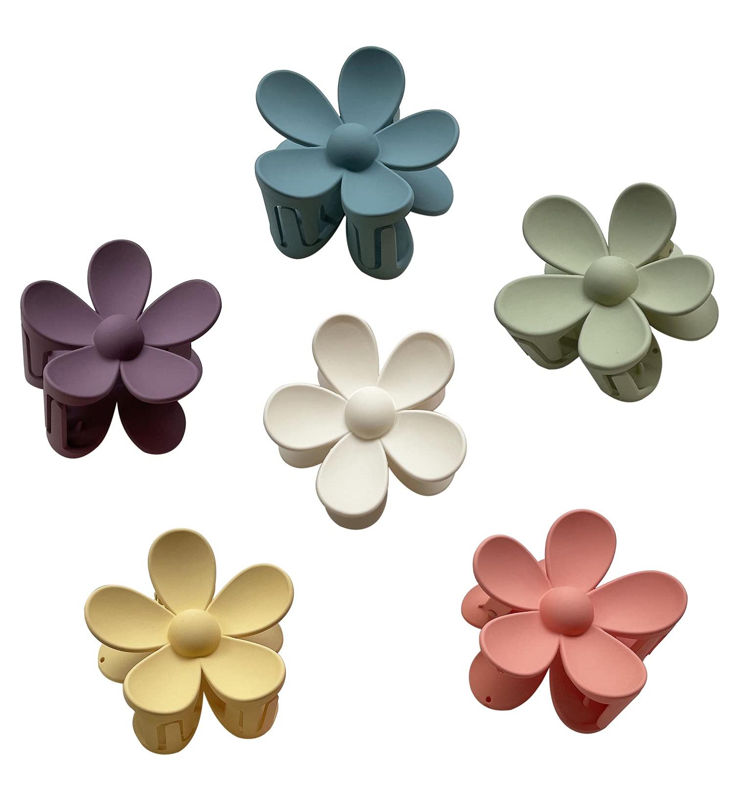 6 PCS Large Flower Hair Claw Clips for Women and Girls - Non Slip Matte Plastic Jaw Clips Barrettes for Thick Hair - Hair Accessories in 6 Colors - Buy Online on GoSupps.com