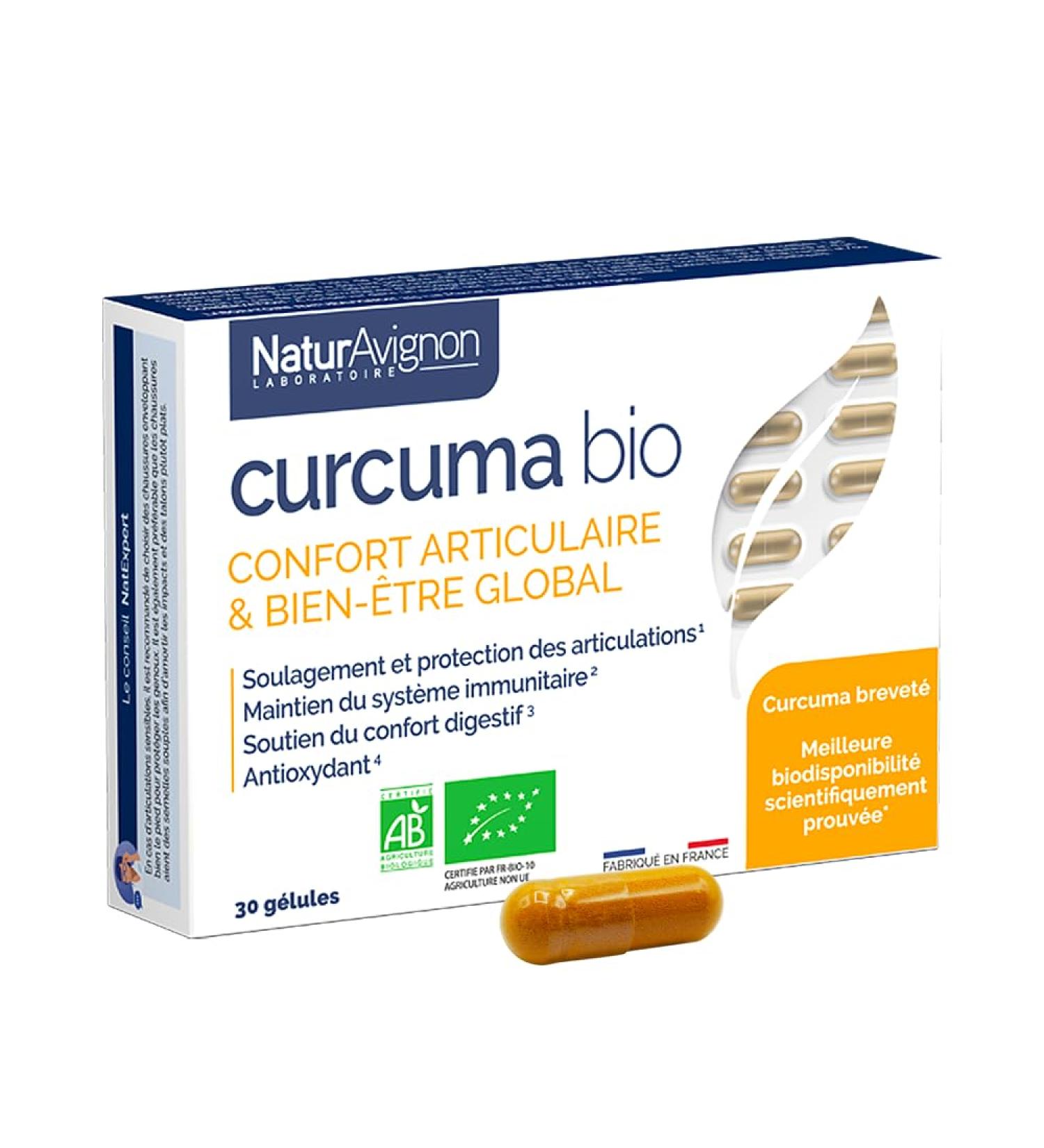 Laboratoire NaturAvignon Turmeric Patented Organic | Joint Comfort and Flexibility | Clinically Proven High Absorption | Ecocert Certified | Made in France | 30 Capsules (1 Month) - Buy Online on GoSupps.com
