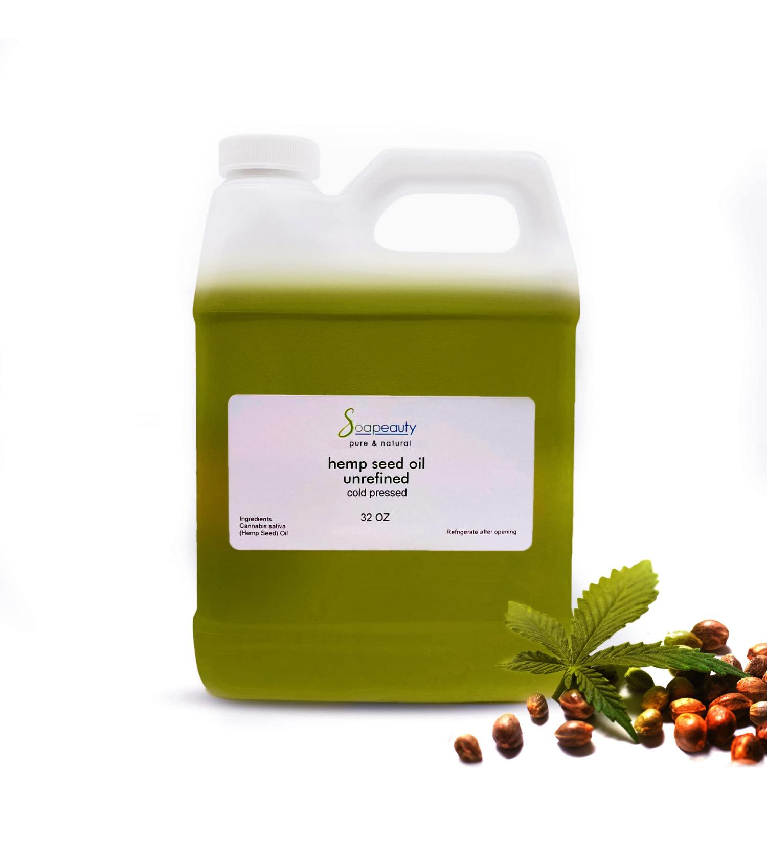 Hemp Seed Oil Cold Pressed Unrefined | 100% Natural | Bulk Size 32 oz | Carrier for Essential Oils - Face, Skin, Hair Moisturizer, Soap Making - Buy Online on GoSupps.com