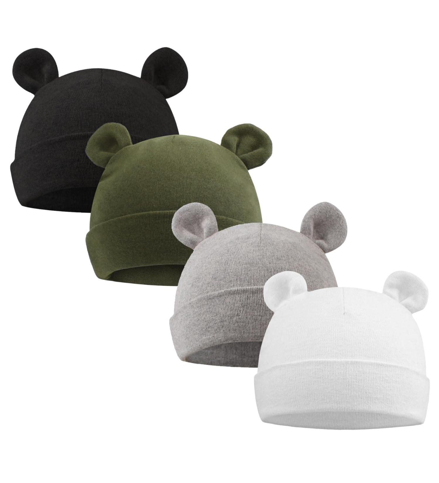 XIAOHAWANG Newborn Hospital Hat Preemie Boys Girls Beanie with Bear Ears | Infant Baby Hats 0-6 Months - Color-D - Buy Online on GoSupps.com