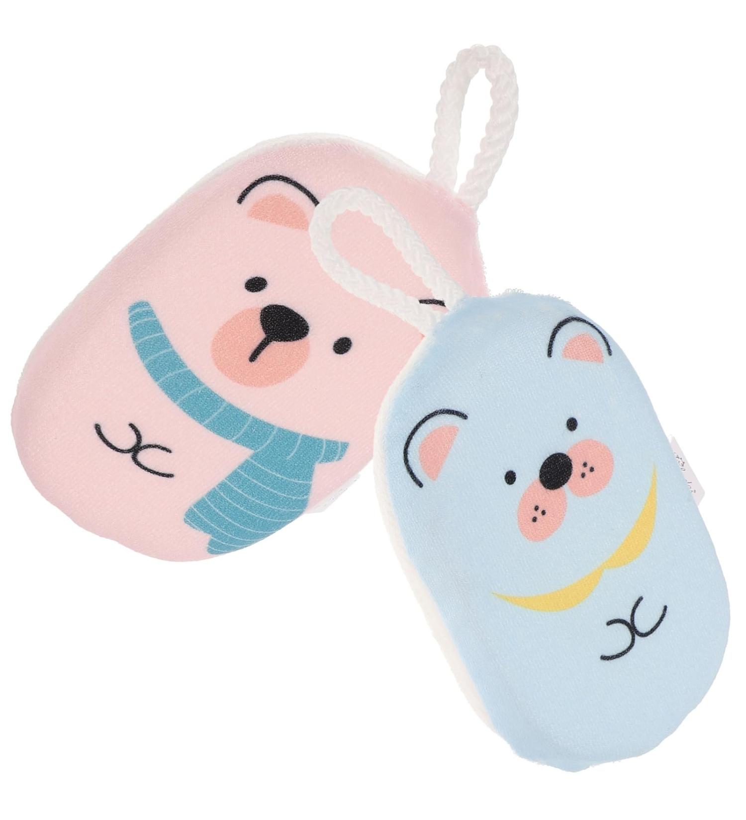 MAGICLULU 2pcs Exfoliating Bath Sponge - Reusable Scrubber for Newborns | Ideal Bathing Tool Artifact | Soft Bath Ball & Wipe for Spa-like Clean - Buy Online on GoSupps.com