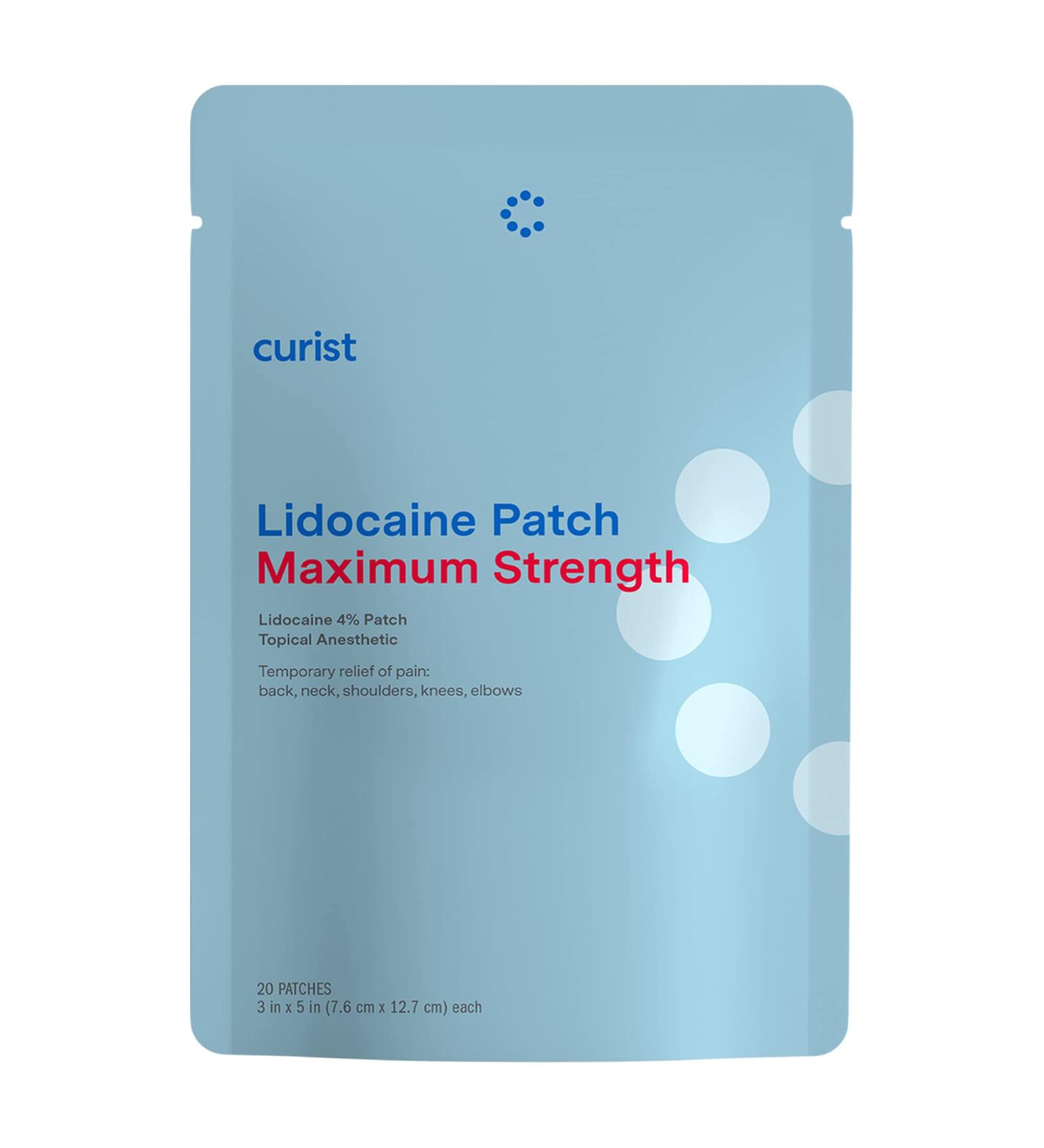 Curist Lidocaine Patches - Maximum Strength Topical Pain Relief for Back, Neck, and Sore Muscles (20 Patches) - Buy Online on GoSupps.com